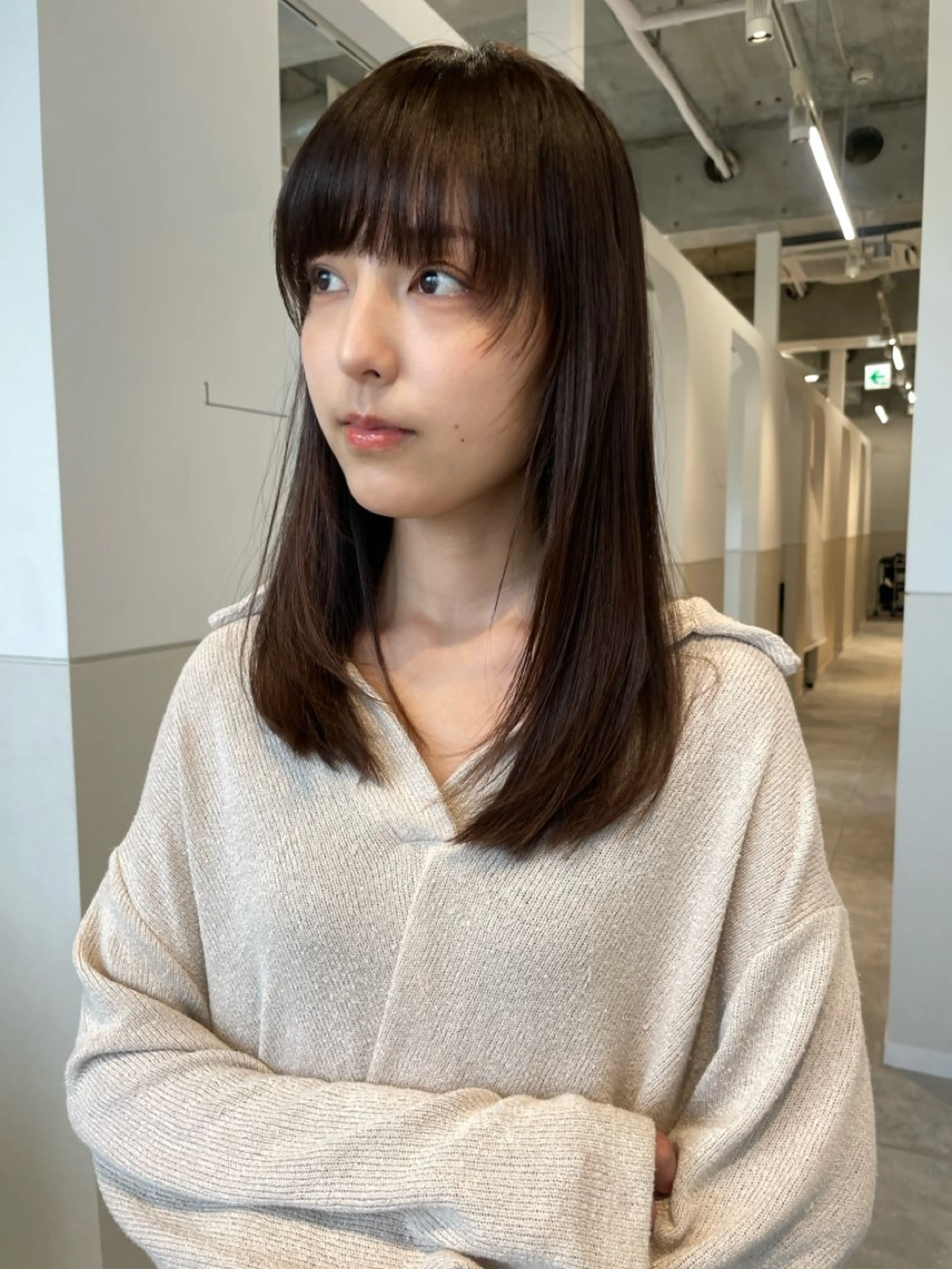 セミロング 顔周りカット ヘアカラー トリートメント kazane｜ 🪽艶感× hairのヘアスタイル