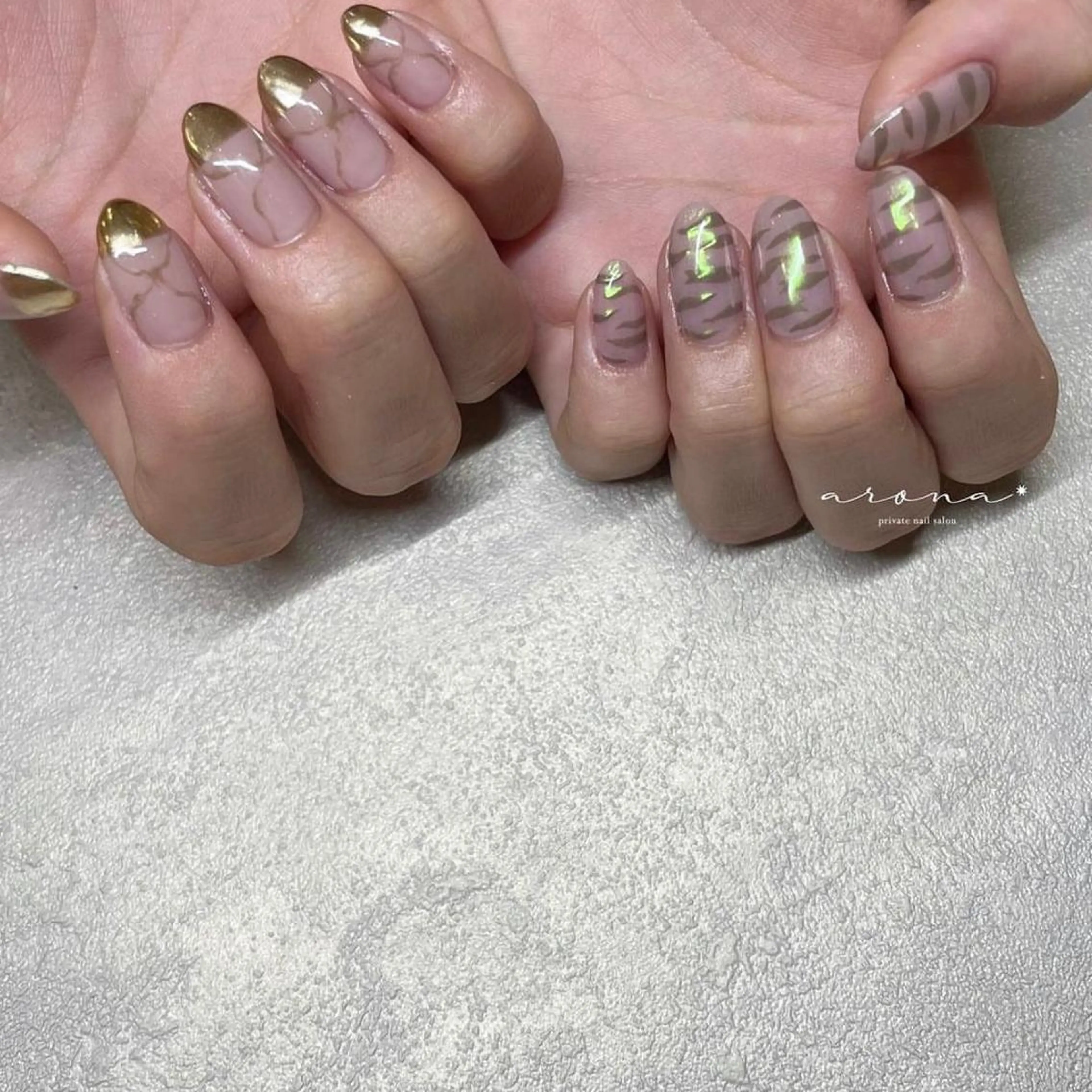 ネイル アニマル柄 大理石ネイル(マーブル) ハンドネイル nail salon ✷aronaのネイルデザイン