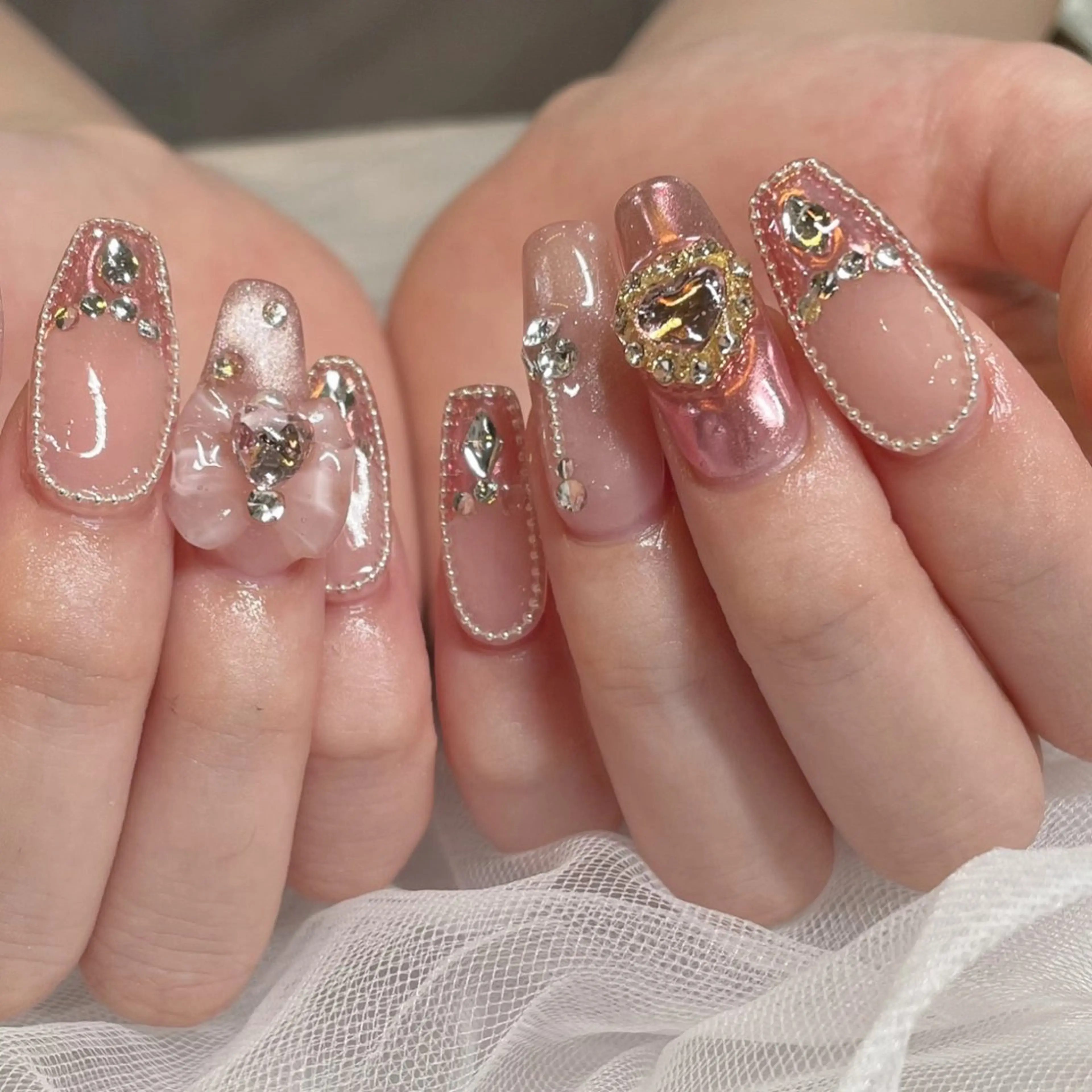 ネイル キラキラネイル マグネットネイル ミラーネイル ピンク ハンドネイル Tsukahara 🌷仙台PARCOのネイルデザイン