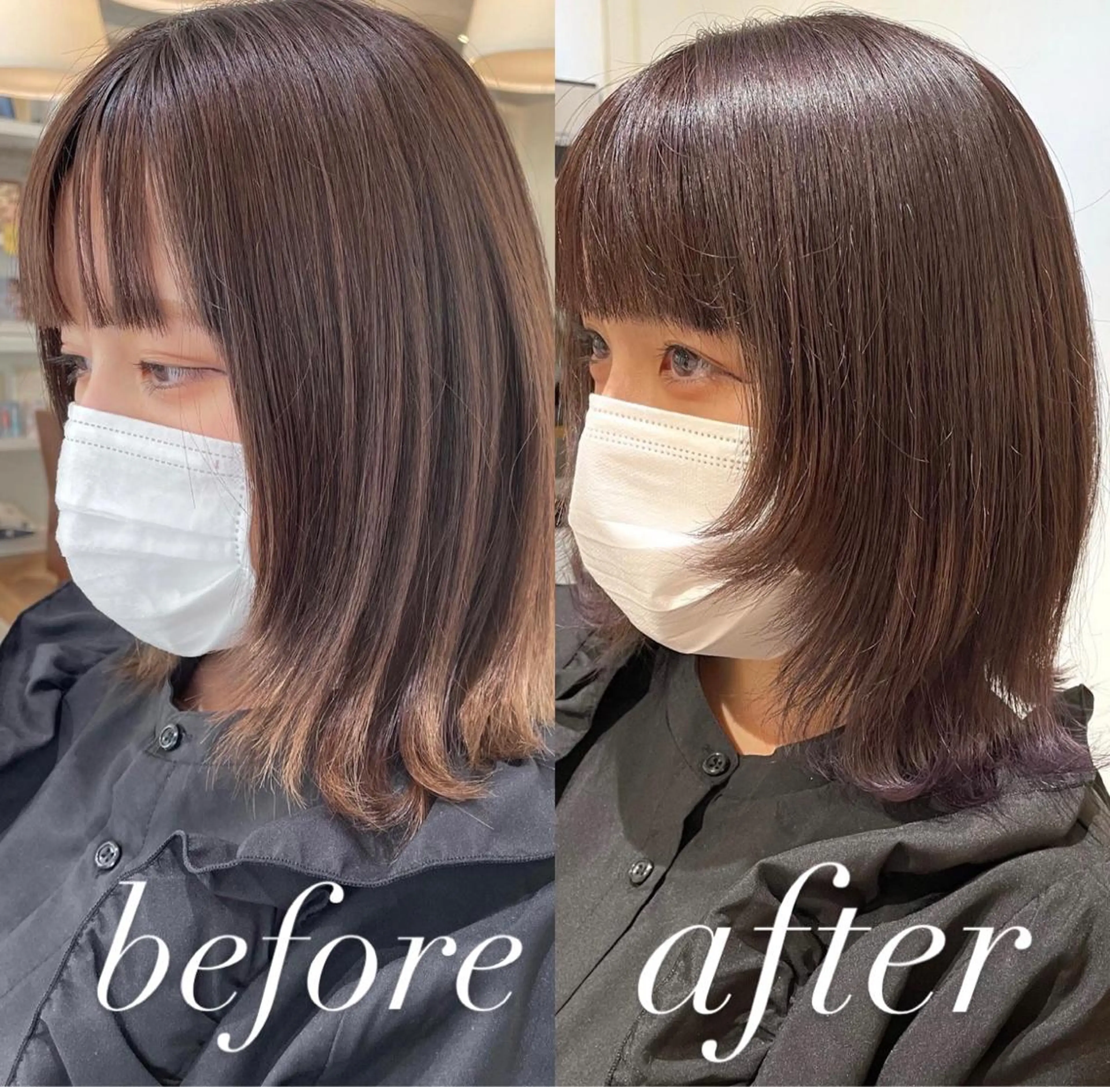 ミディアム カラー 顔周りカット ウルフカット カット ヘアカラー トリートメント ヘッドスパ 過去一の柔髪ヘア 🌿IVYjoureのヘアスタイル