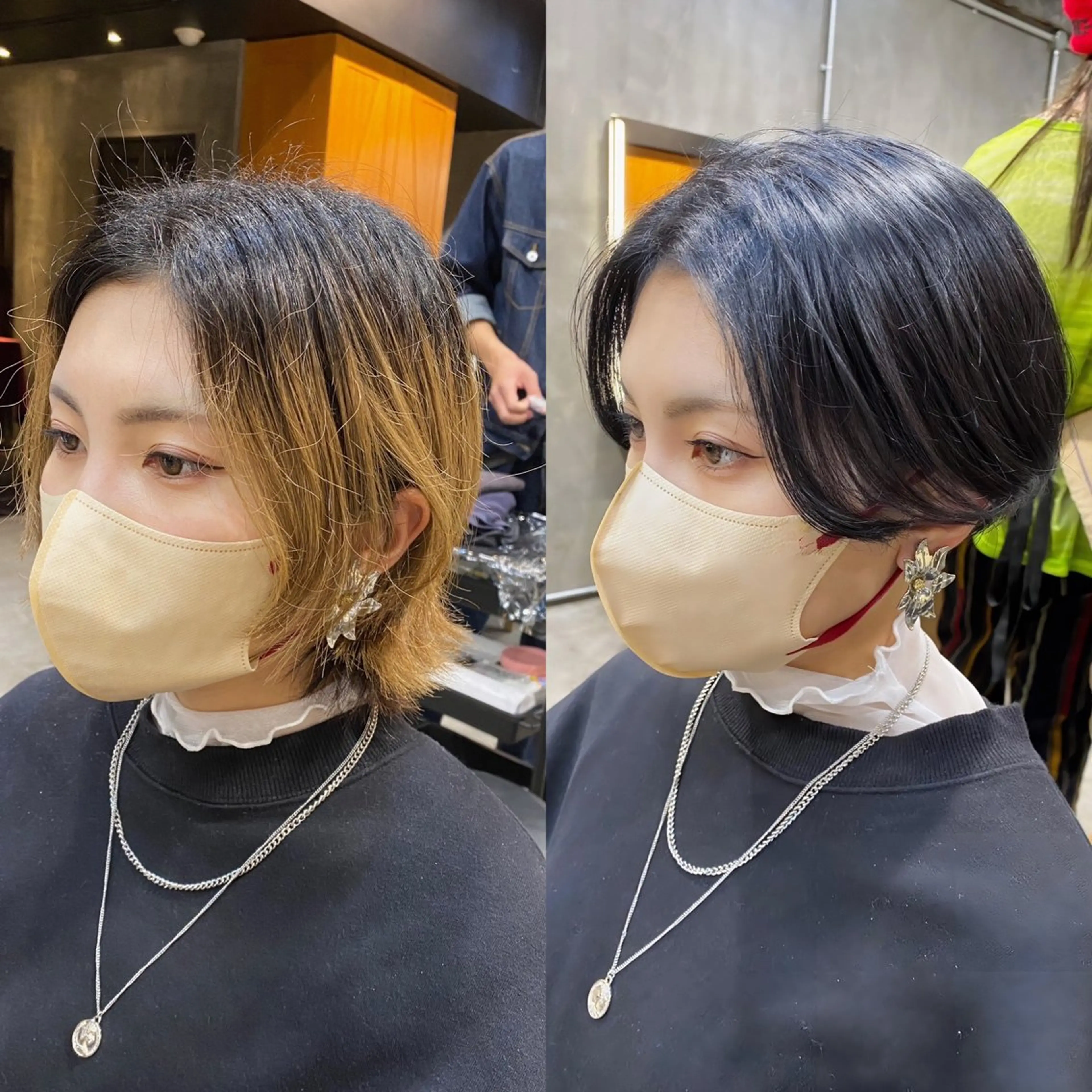 ショート カラー ハンサムショート 黒髪 ブルーカラー ブルーブラック ショートヘア カット ヘアカラー トリートメント ブリーチなしダブル カラー🧸🐺陽介のヘアスタイル