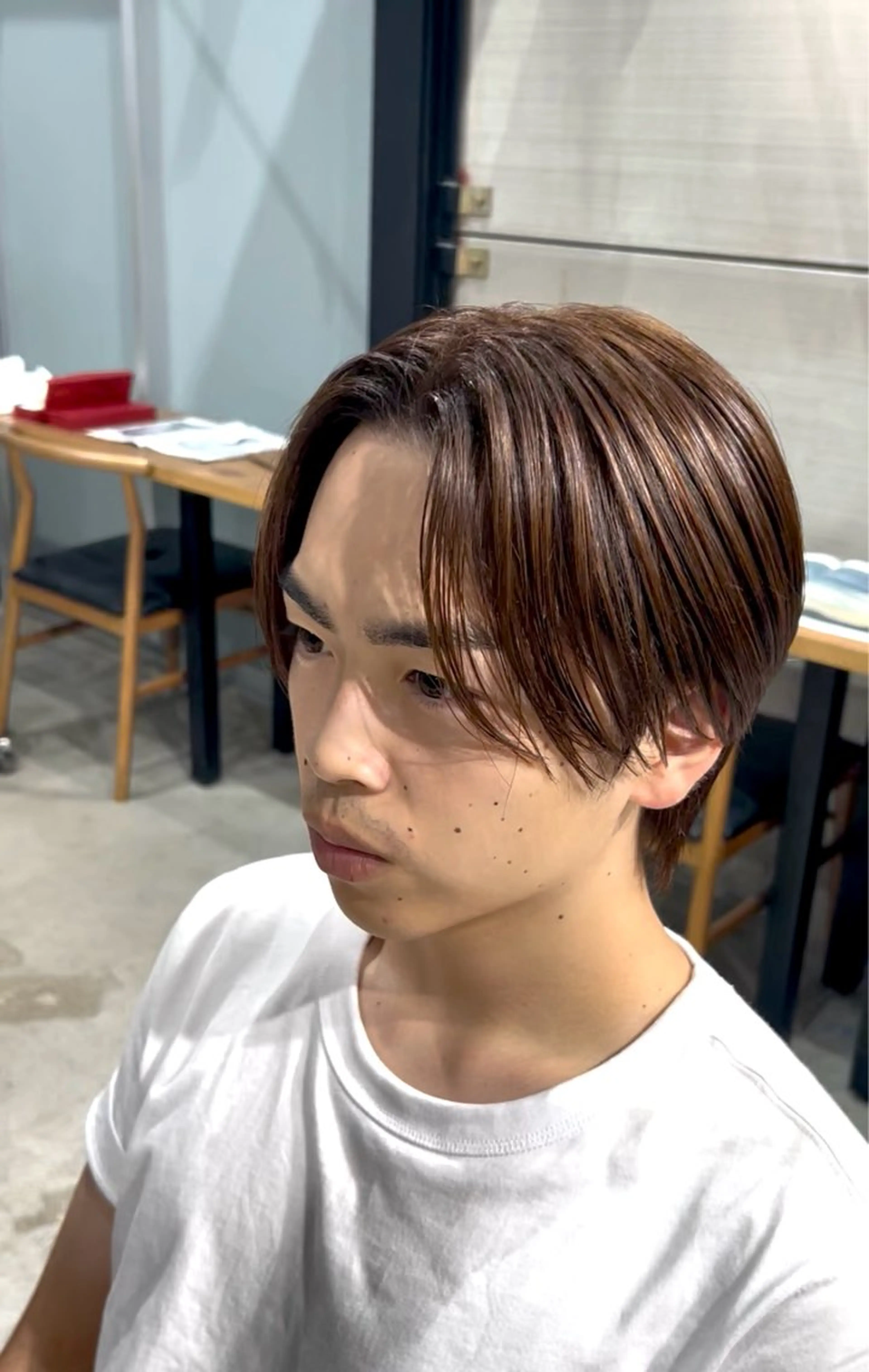 ショート カラー メンズ メンズブリーチ ビジネス ダウンパーマ フェードカット フェザーパーマ ヘアカラー トリートメント ANRI /リタッチ募集中のヘアスタイル