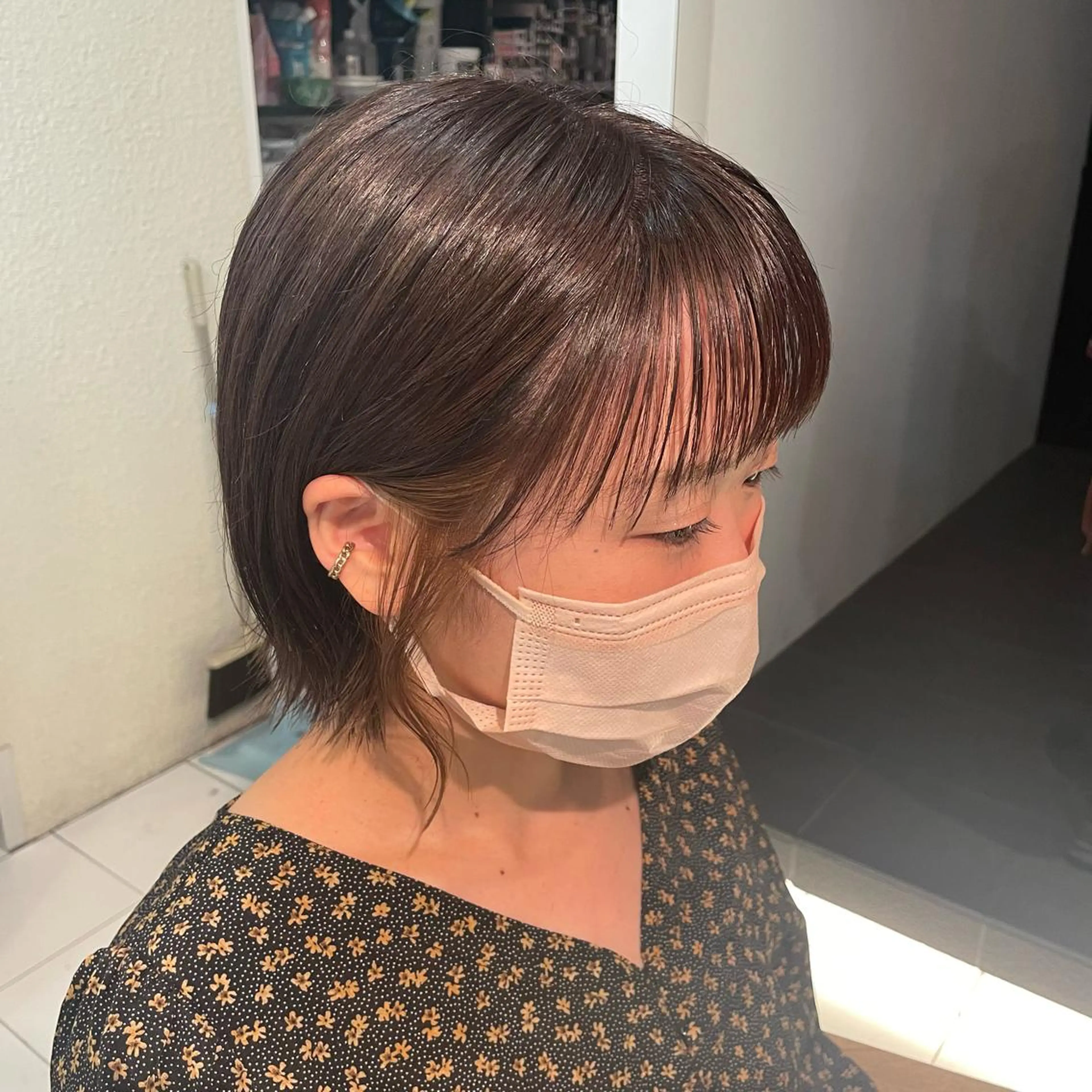 ショート カラー グレージュ ボブ シースルーバング 透明感カラー/ 寺田千雅子のヘアスタイル