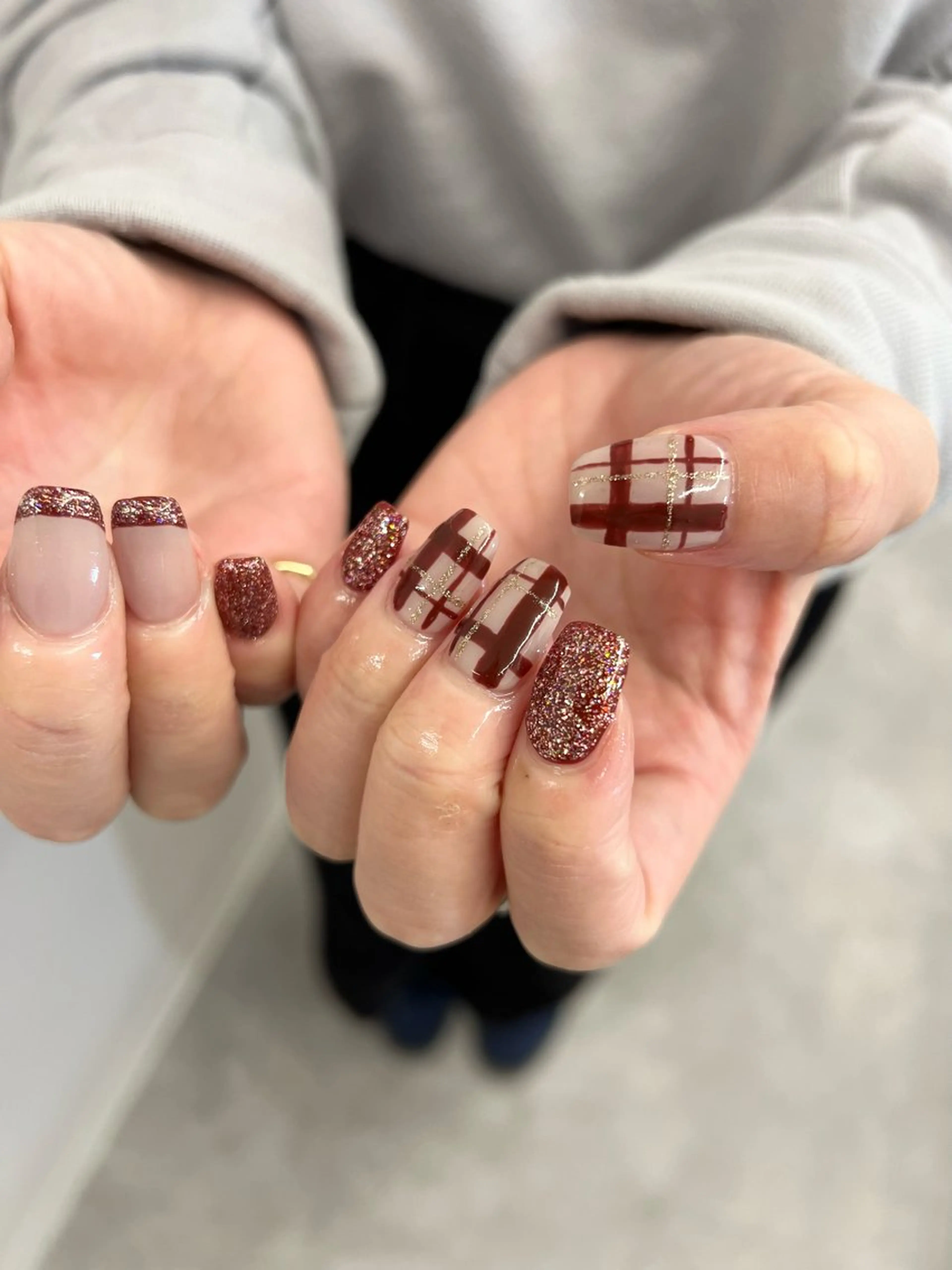ネイル ボルドー フラッシュネイル フレンチネイル ジェルネイル マグネットネイル ハンドネイル ハンドケア Bana_ Nailのその他イメージ