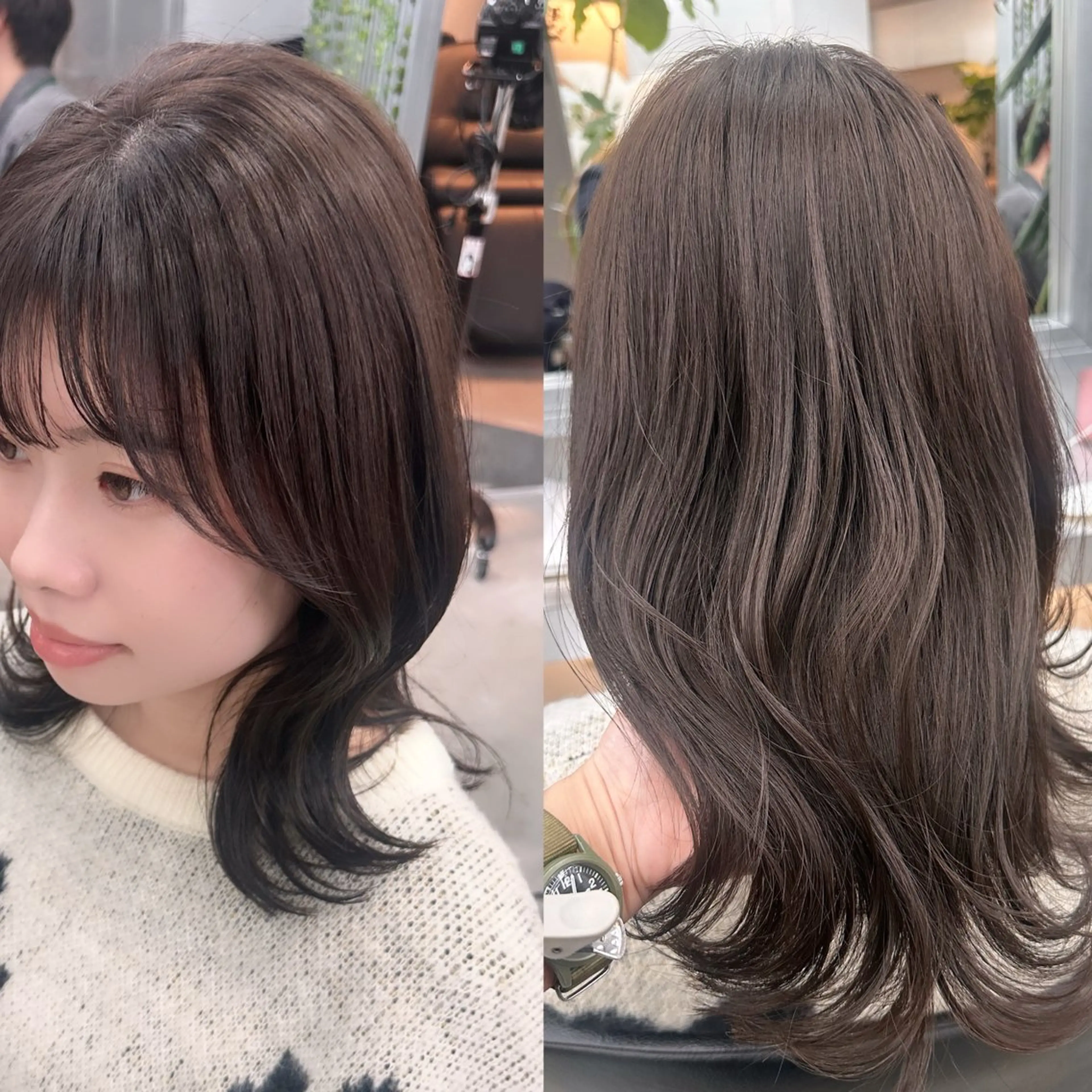 セミロング カラー ヘアカラー トリートメント 岡野 静華のヘアスタイル