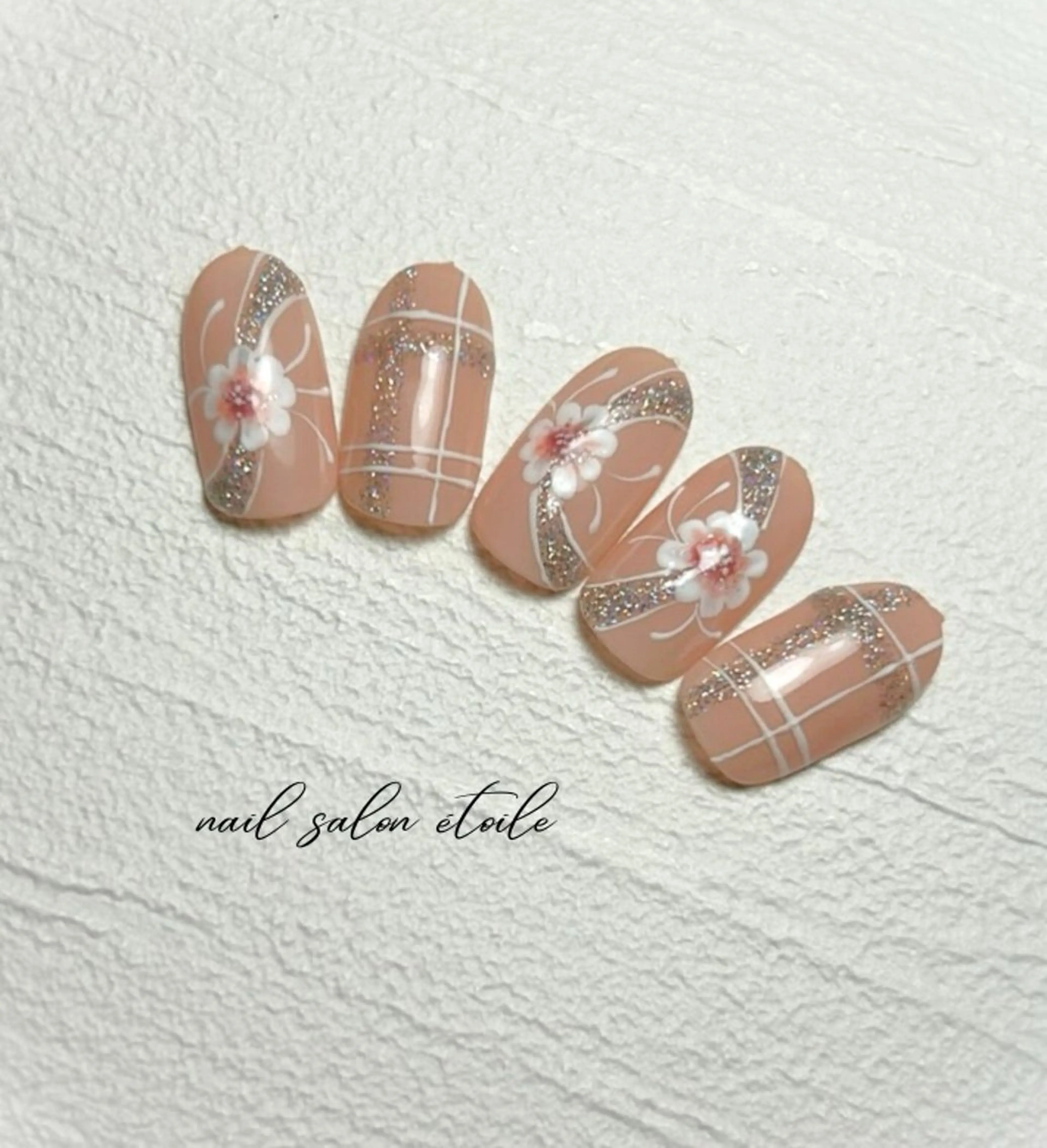 ネイル フラッシュネイル フラワーネイル ピンク 春ネイル ホワイト ハンドネイル nail salon étoileのネイルデザイン