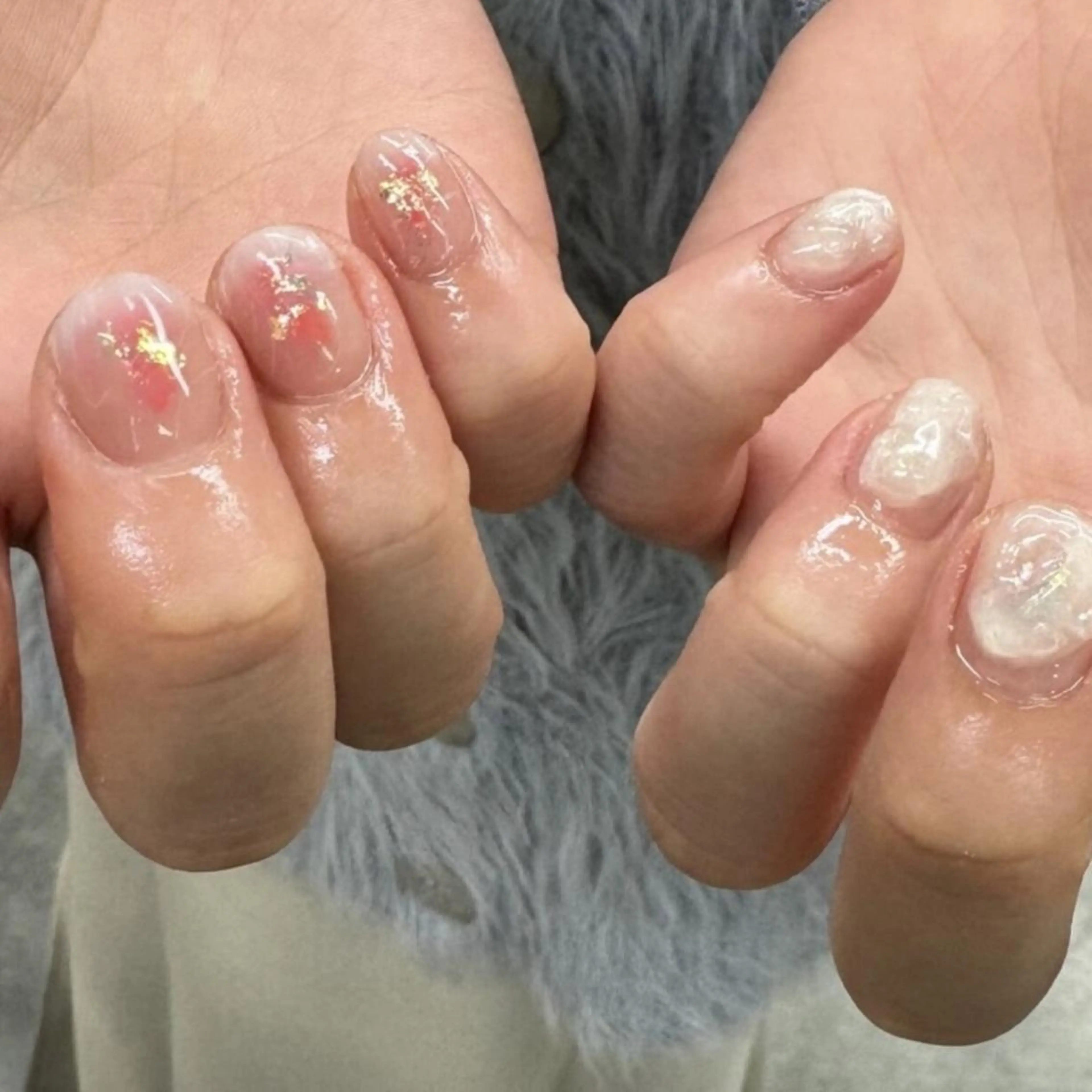 ネイル ジェルネイル 韓国ネイル ニュアンスネイル ワンホンネイル nailstudio eviz新宿店のネイルデザイン