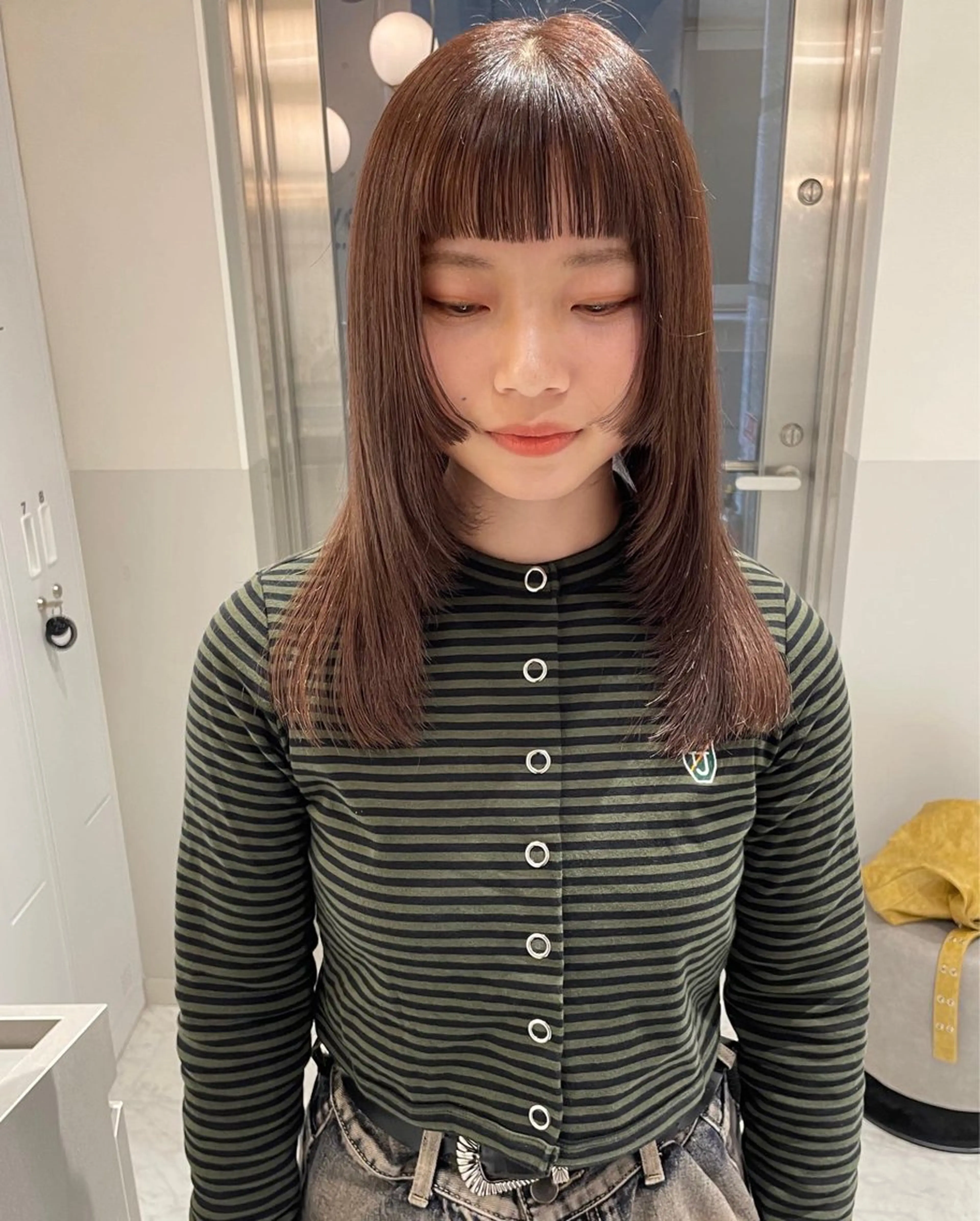 ミディアム カラー カット ヘアカラー トリートメント satsuki ito/暖色、パーマのヘアスタイル