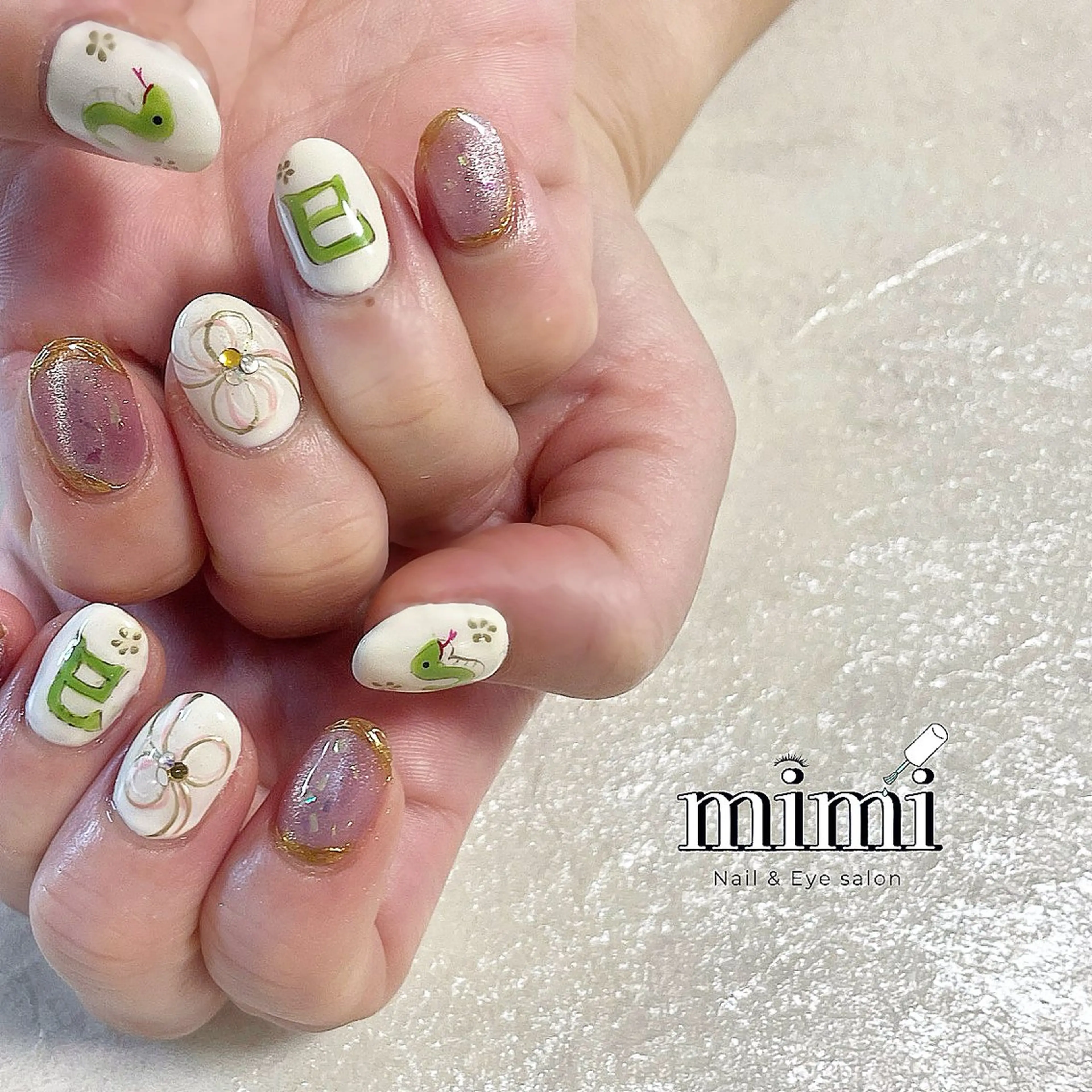 ネイル アートネイル 持ち込み シンプルネイル 冬ネイル Nail&Eye mimiのネイルデザイン