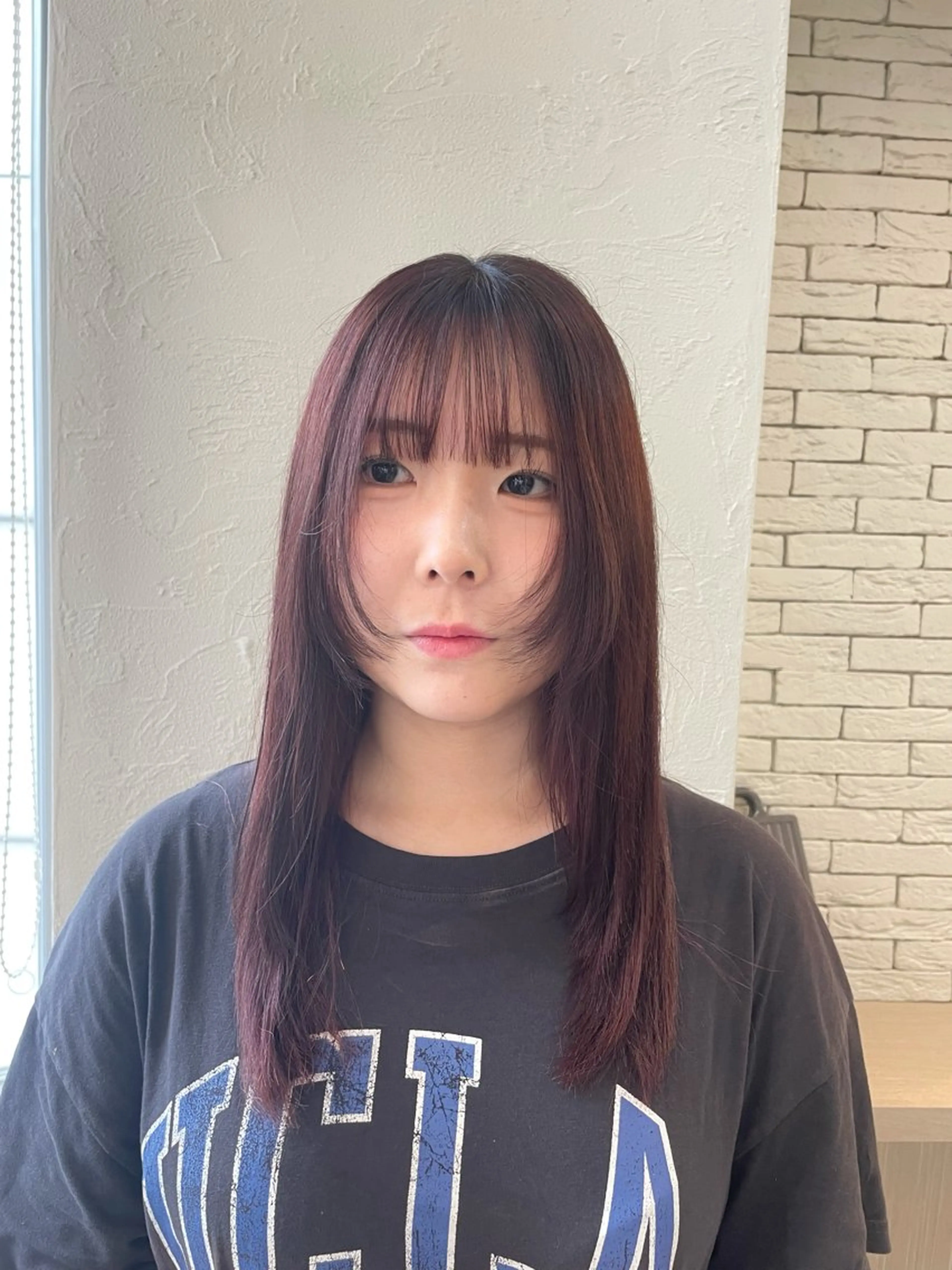 ロング カラー ボルドーカラー 姫カット ヘアカラー noa hair  design所属・noa 小山莉々のヘアスタイル