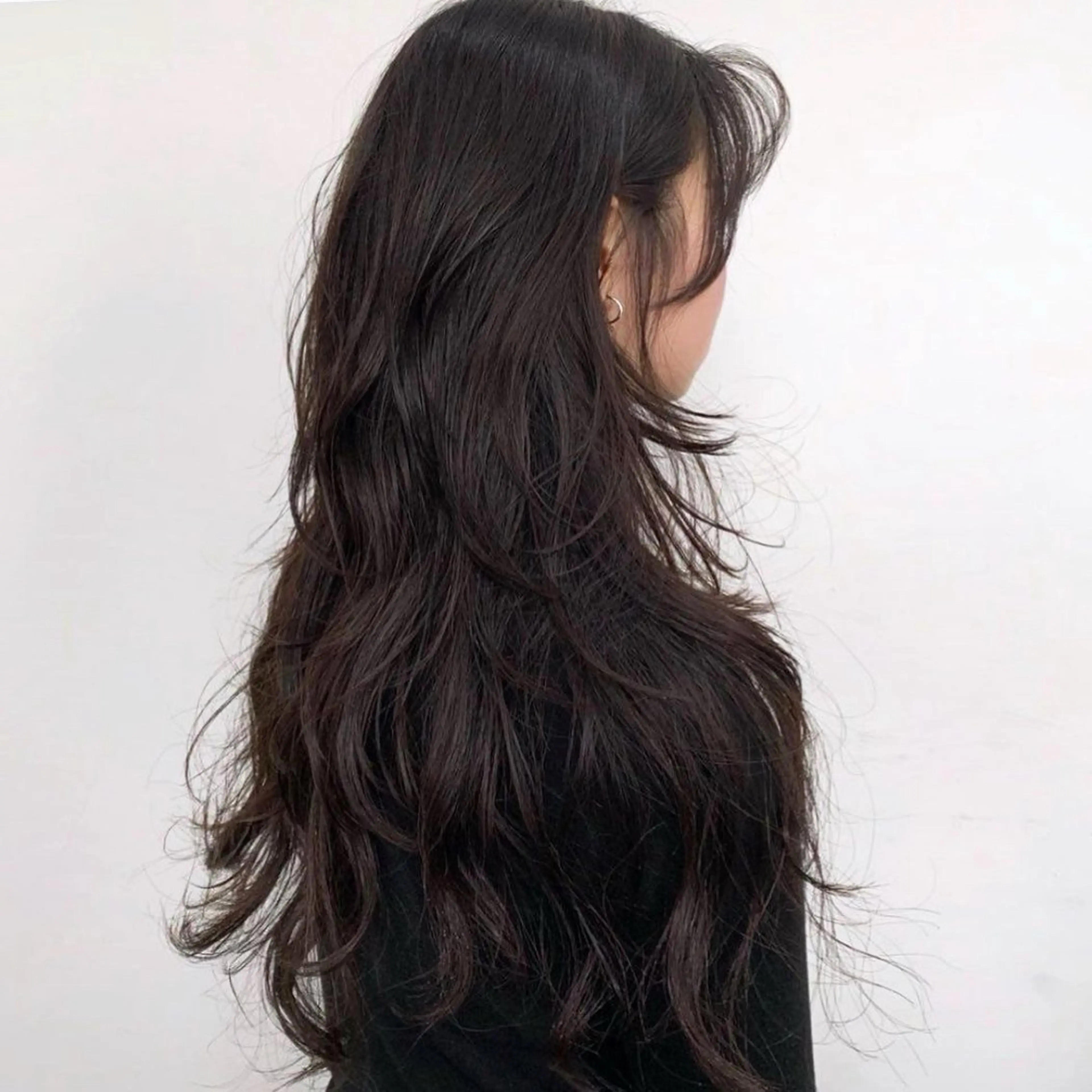 ロング ハッシュカット ハイレイヤー 韓国風ヘア レイヤーカット TIECHEL所属・韓国ナチュラル・ ベージュ/落合夏希のヘアスタイル