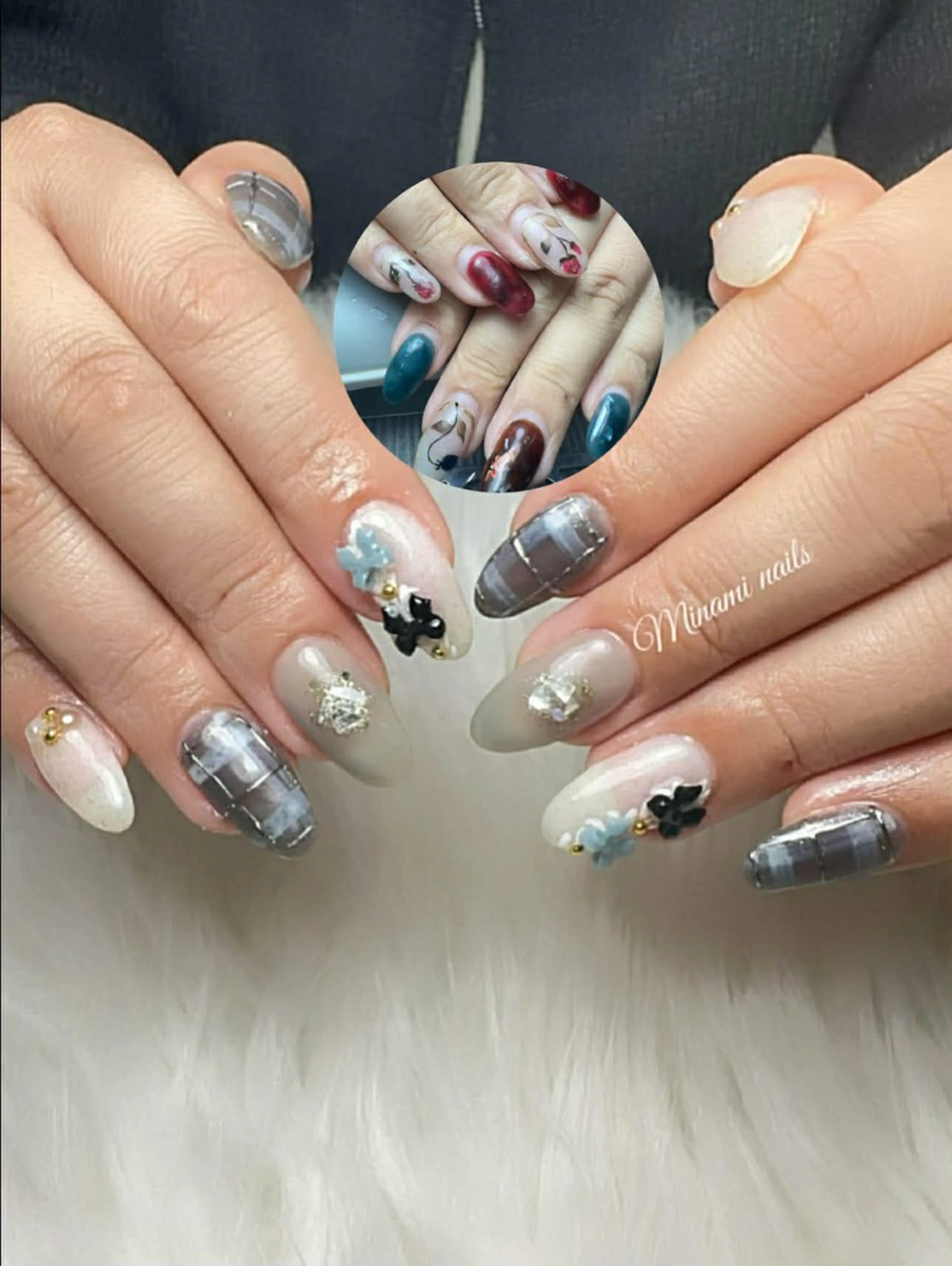 ネイル フラワーネイル ラメ(グリッター) ハンドネイル minamiネイル トユイのネイルデザイン