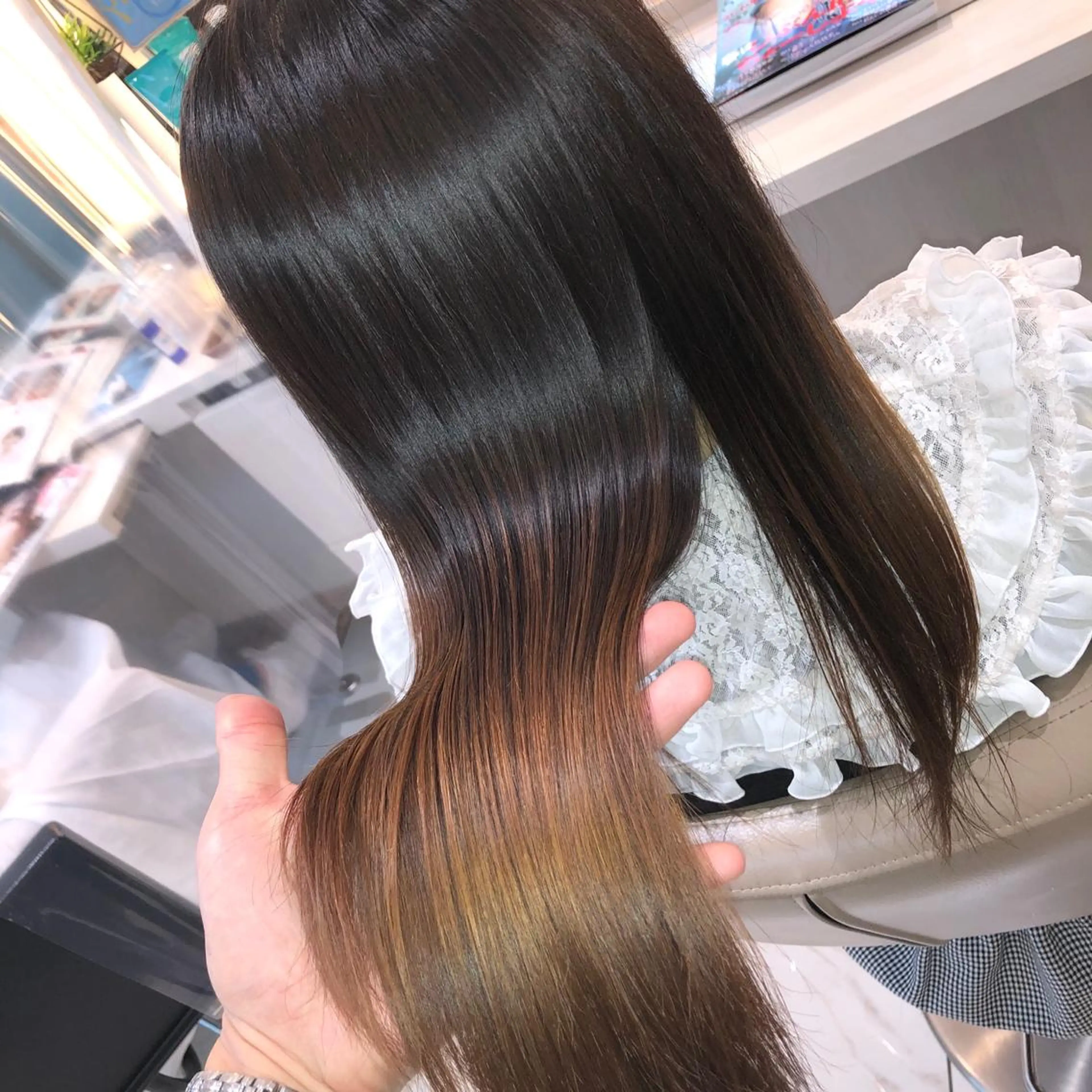 ロング パーマ くせ毛 縮毛矯正 安井　昴 💫ブリーチ縮毛矯正のヘアスタイル