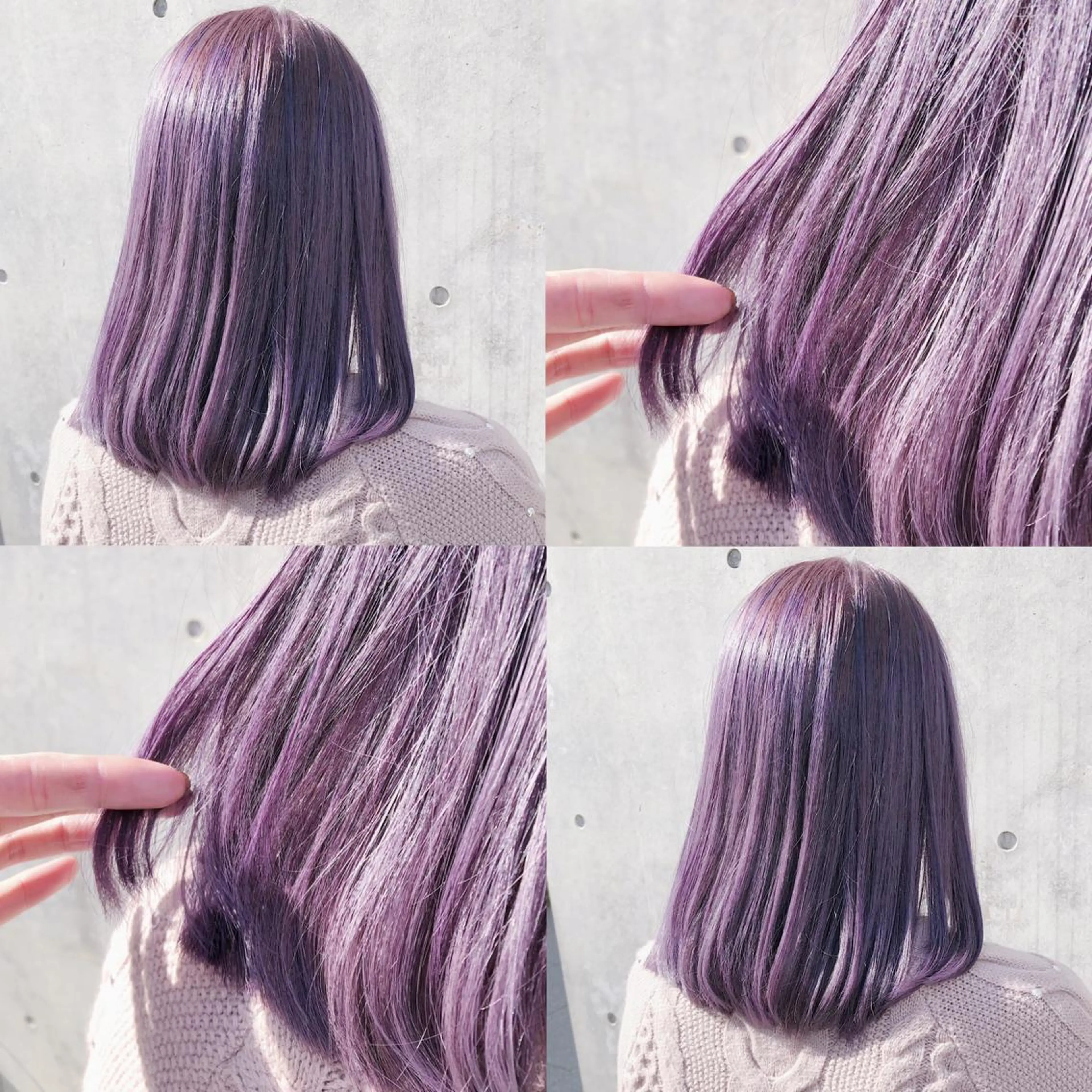 セミロング カラー ヘアアレンジ メンズ キッズ ラベンダーカラー パープルカラー ヘアカラー トリートメント ヘアセット 💟Chloe原宿店 🩶ハイトーンのヘアスタイル