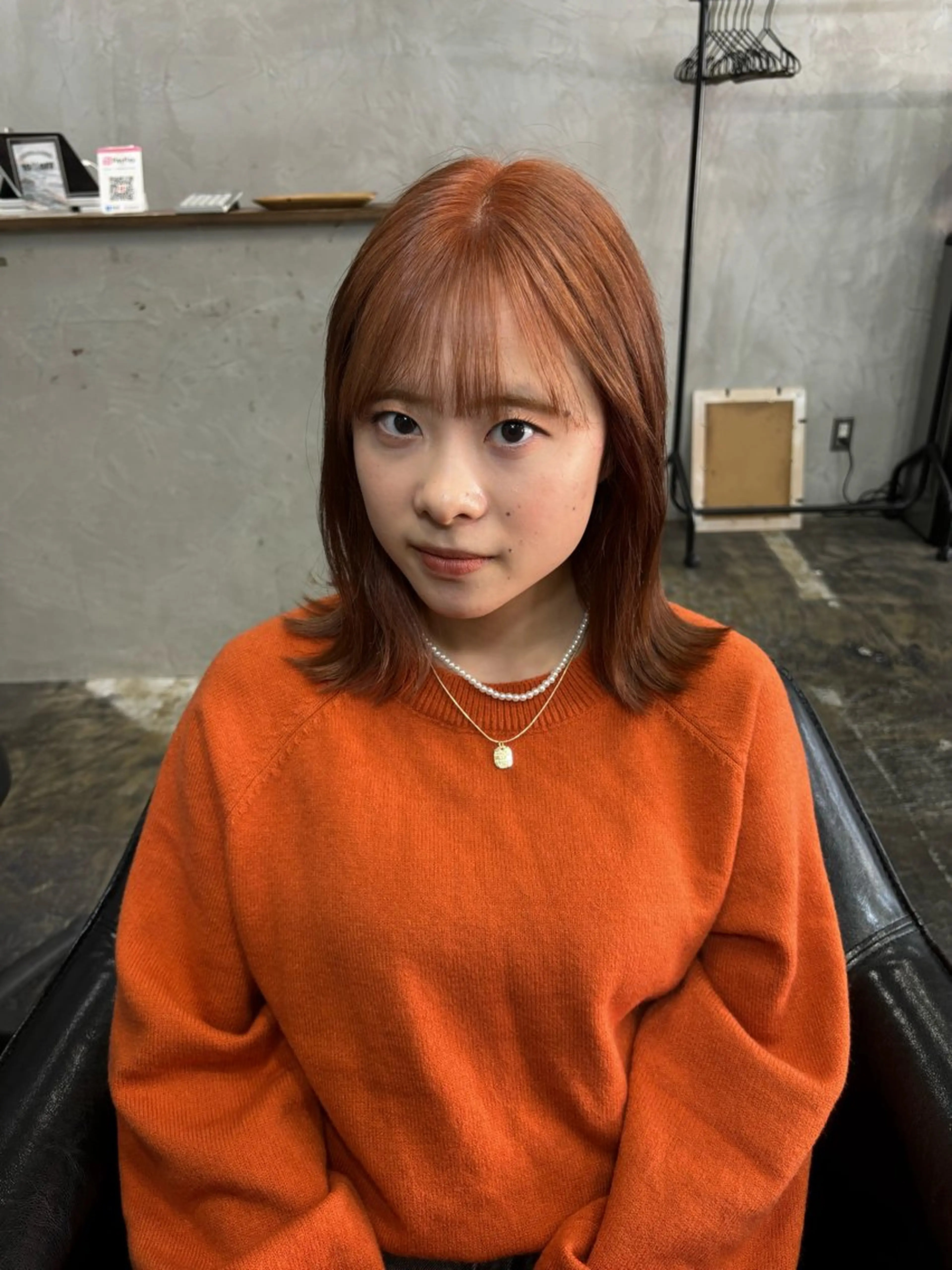 カラー ブラウンカラー オレンジ オレンジブラウン fudge所属・MaisonHALU 松浦光咲のヘアスタイル