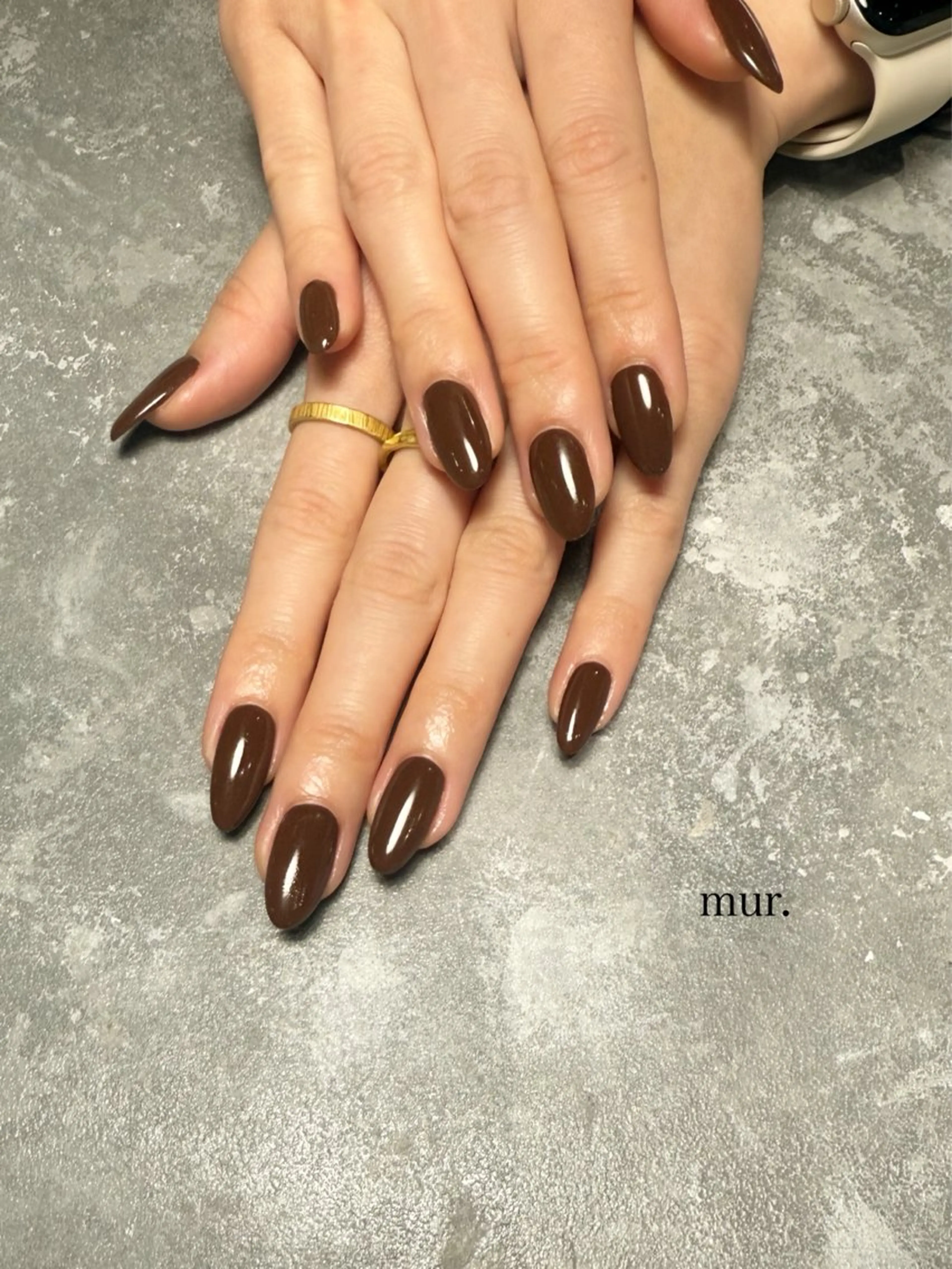 ネイル ブラウン ワンカラーネイル ハンドネイル nail salon　mur.所属・mur. harukaのネイルデザイン