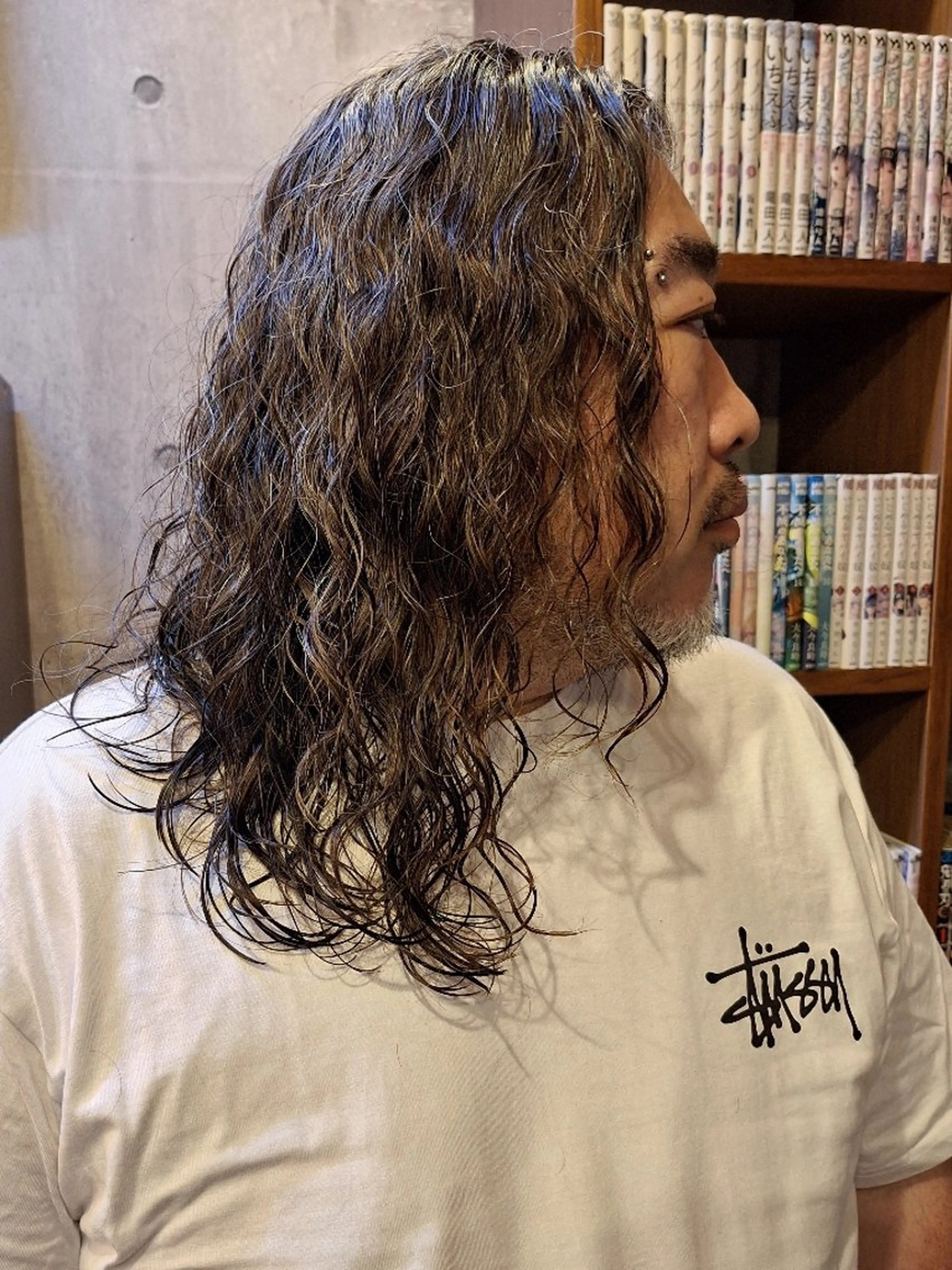ロング メンズ パーマ ロング 船引 竜将のヘアスタイル