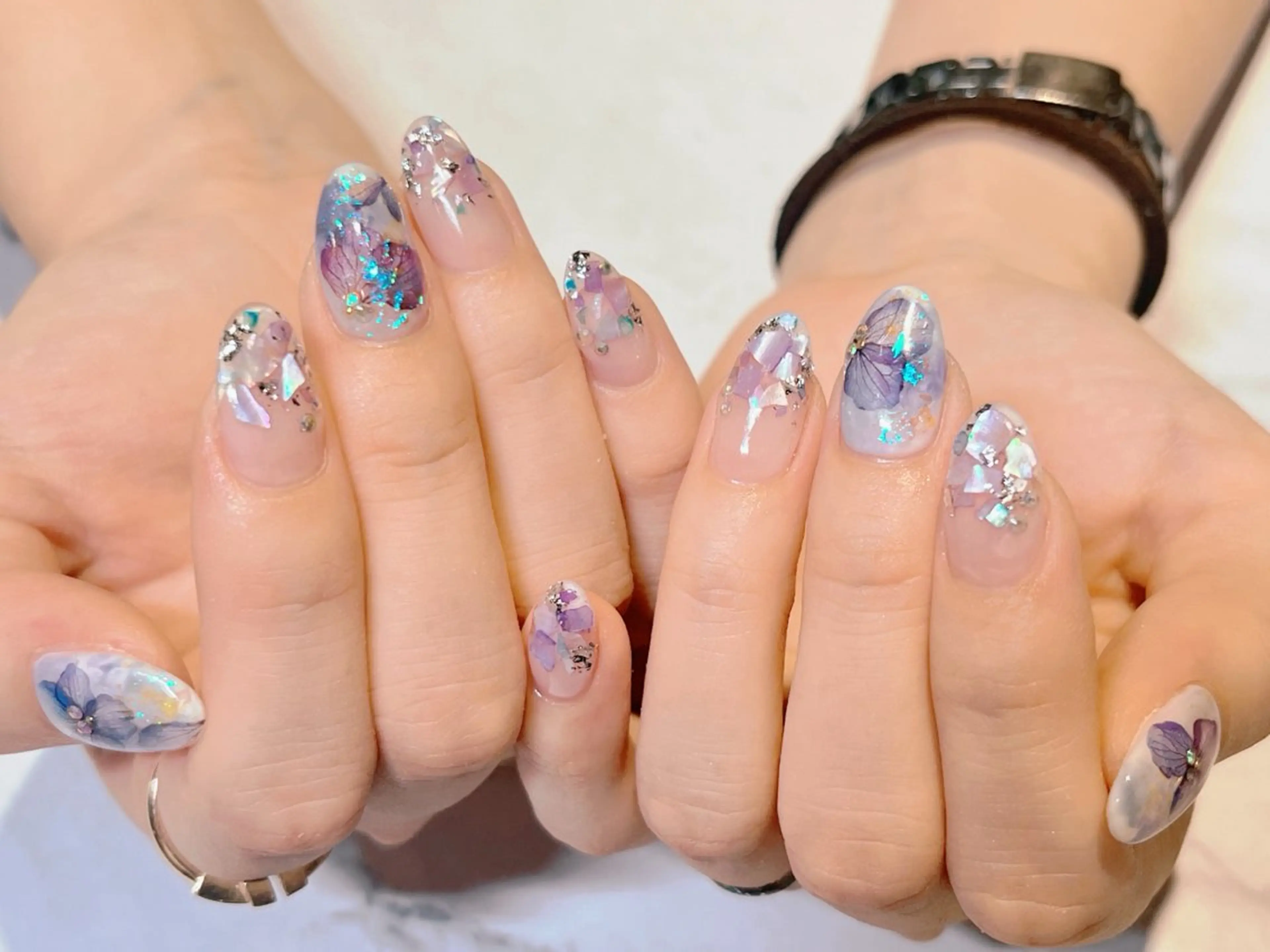 ネイル 長さ出し フットネイル フレンチネイル ジェルネイル ガラスフレンチ Lien(リアン) 銀座駅6分のネイルデザイン