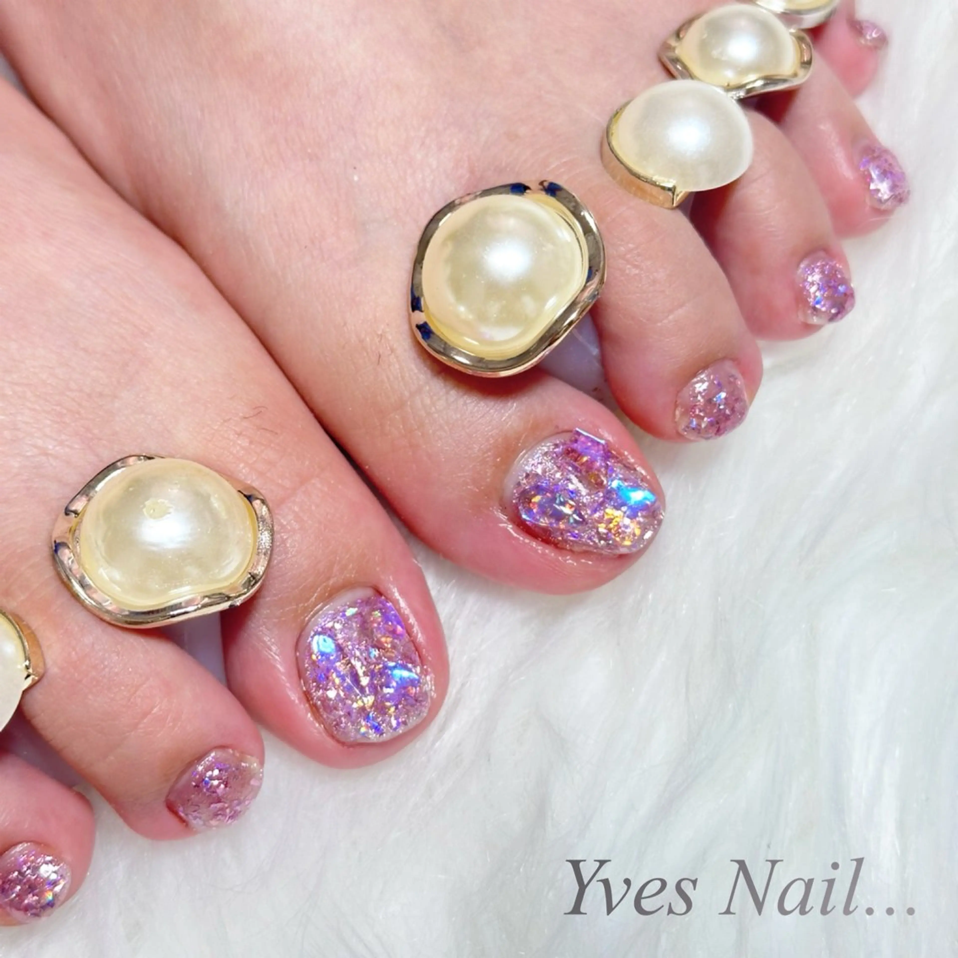 ネイル フットネイル キラキラネイル ラメ(グリッター) フットネイル kanno yのネイルデザイン