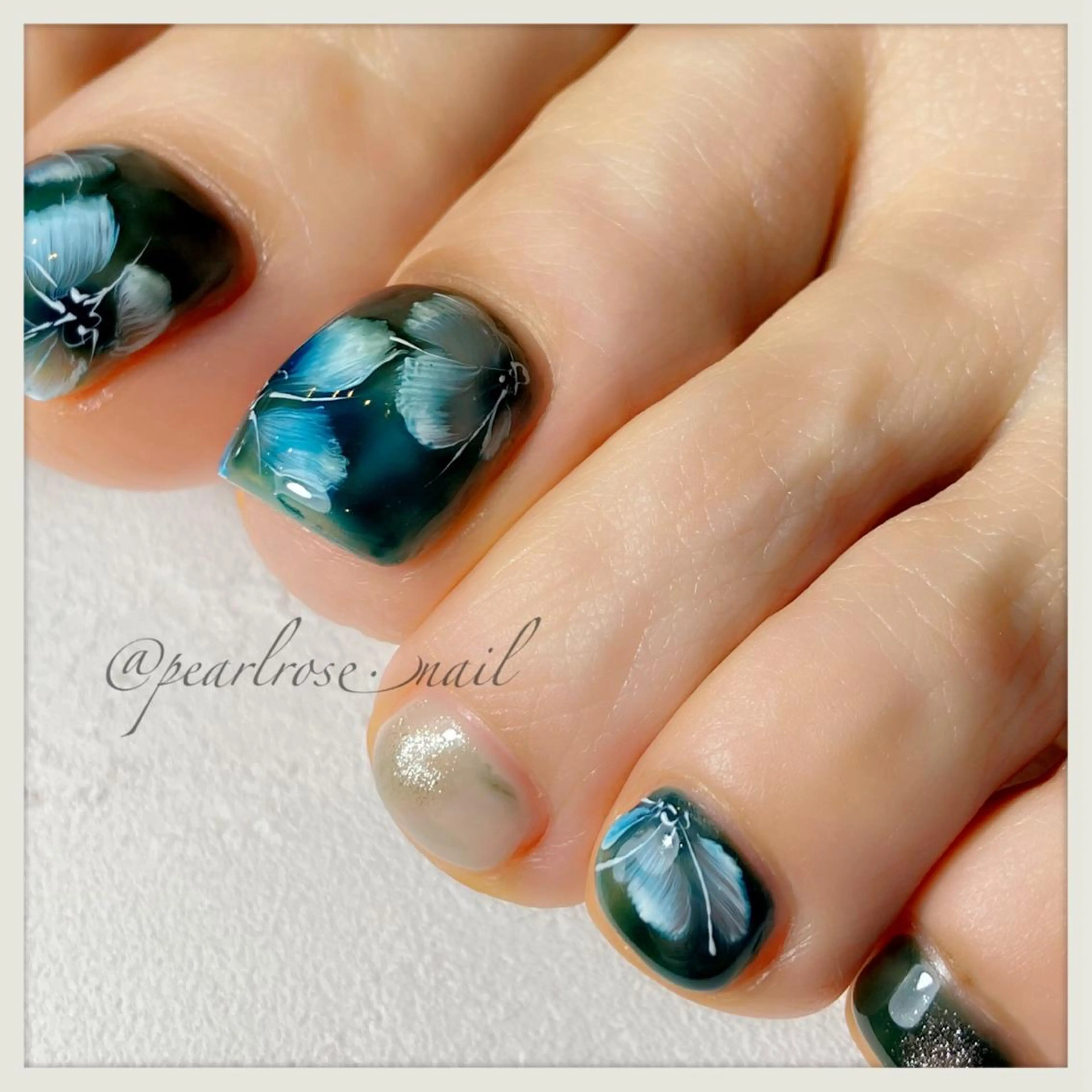 ネイル アートネイル フラワーネイル グリーン フットネイル Beauty salon Ryu・ange所属・RyuAnge リュアンジュのその他イメージ