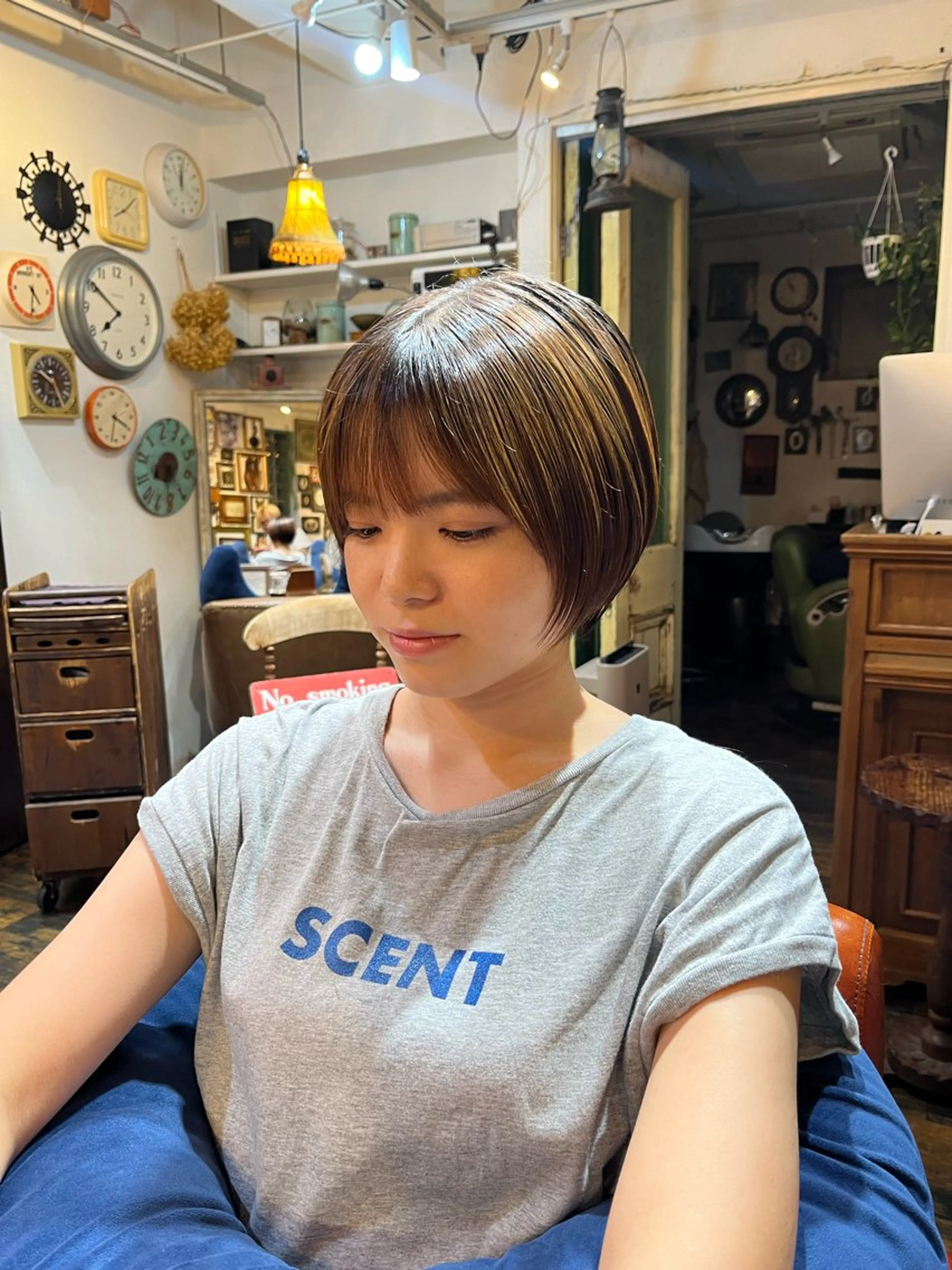 ショート ショートボブ ボブ ショートヘア カット ヘッドスパ 抜け感パーマ/ 顔まわり/緒方椋のヘアスタイル