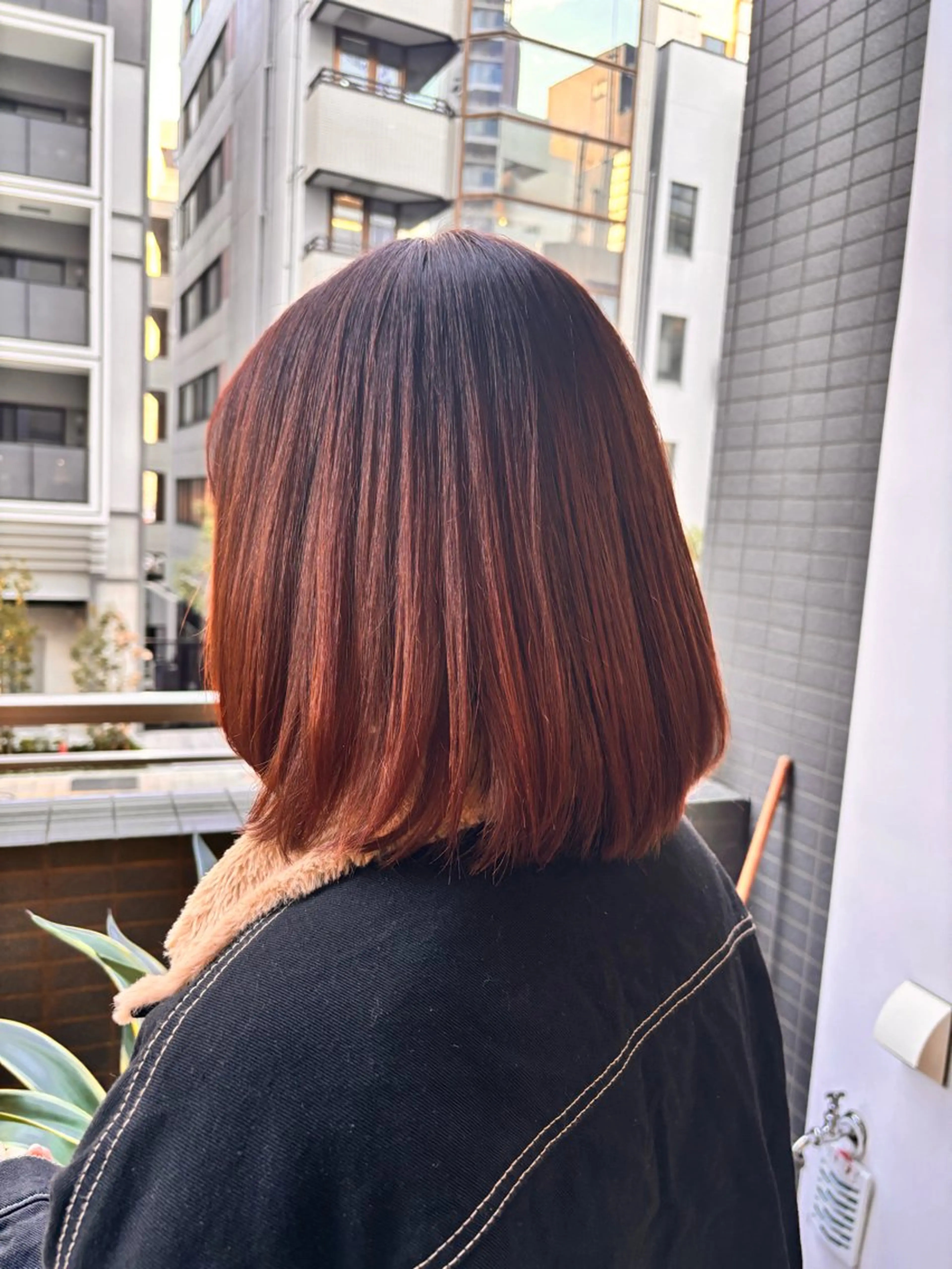 カラー オレンジ 縮毛矯正 高橋 唯のヘアスタイル