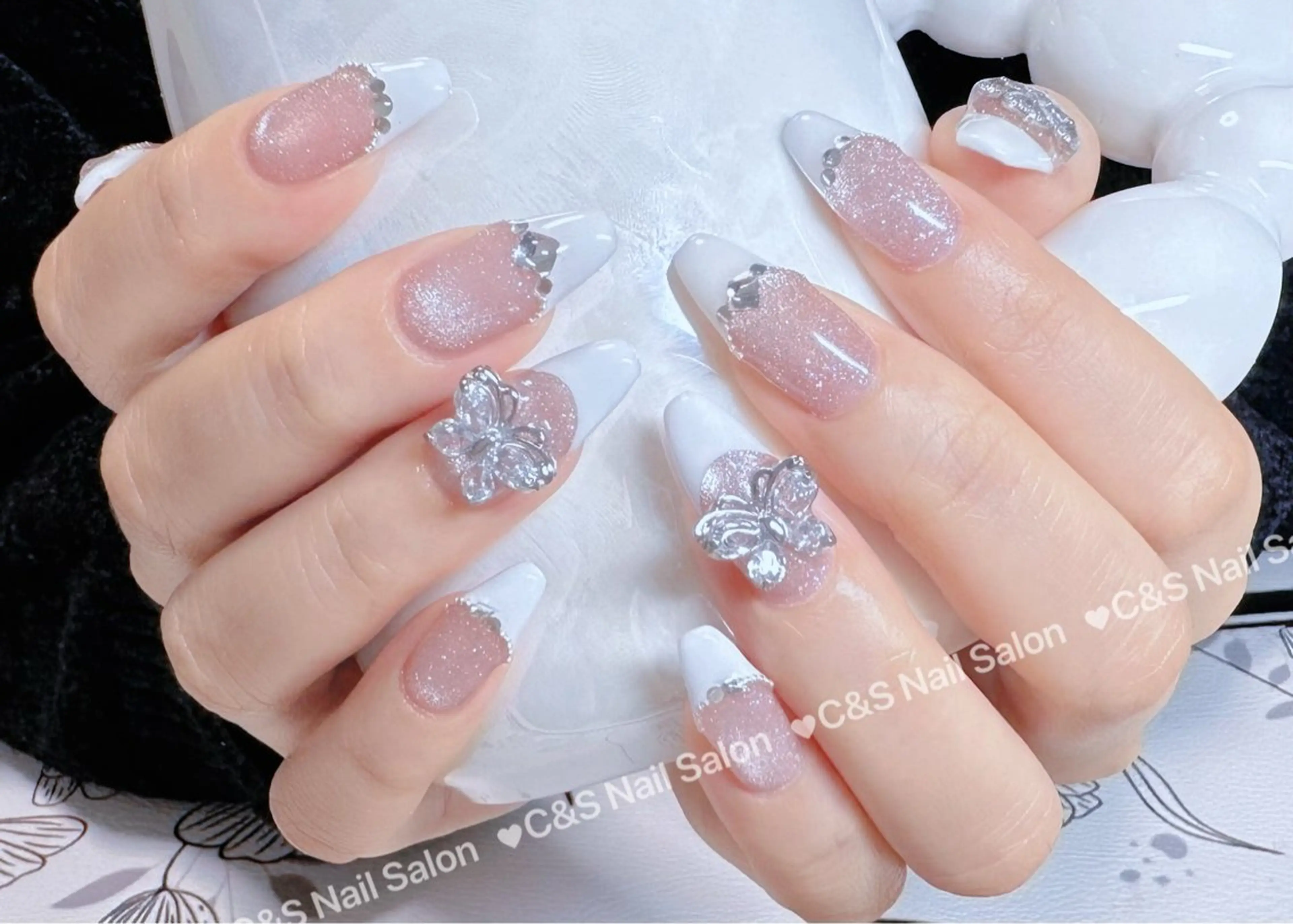 ネイル チークネイル 長さ出し フットネイル フレンチネイル ジェルネイル ハンドネイル C&S  Nail Salonのネイルデザイン
