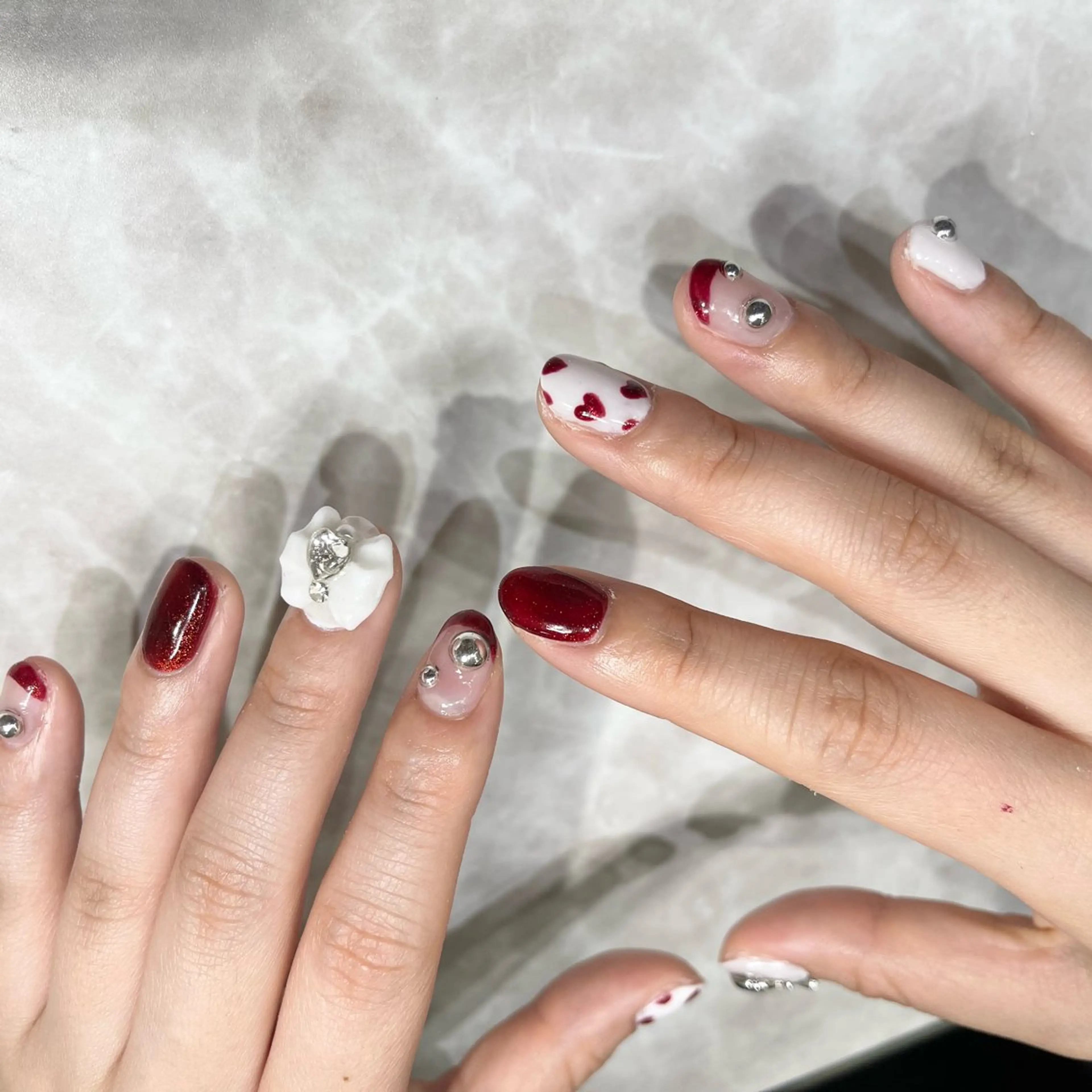 ネイル ハート 赤色 バレンタイン 粕屋耳ツボジュエリー 💎（ネイル休）のその他イメージ