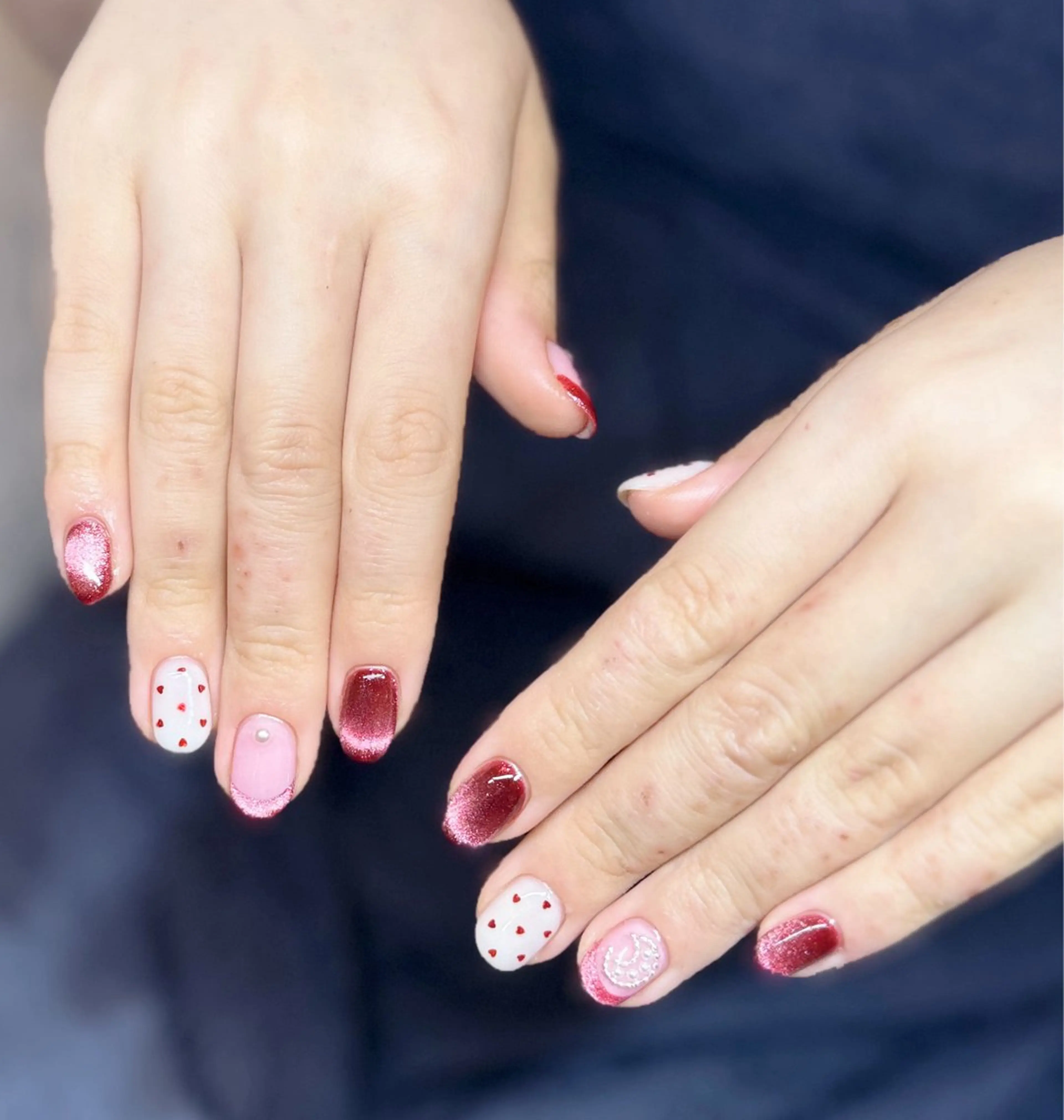 ネイル フレンチネイル ジェルネイル ハート マグネットネイル メンズネイル ハンドネイル マイムネイル所属・MIMnail Jr ネイリストのネイルデザイン