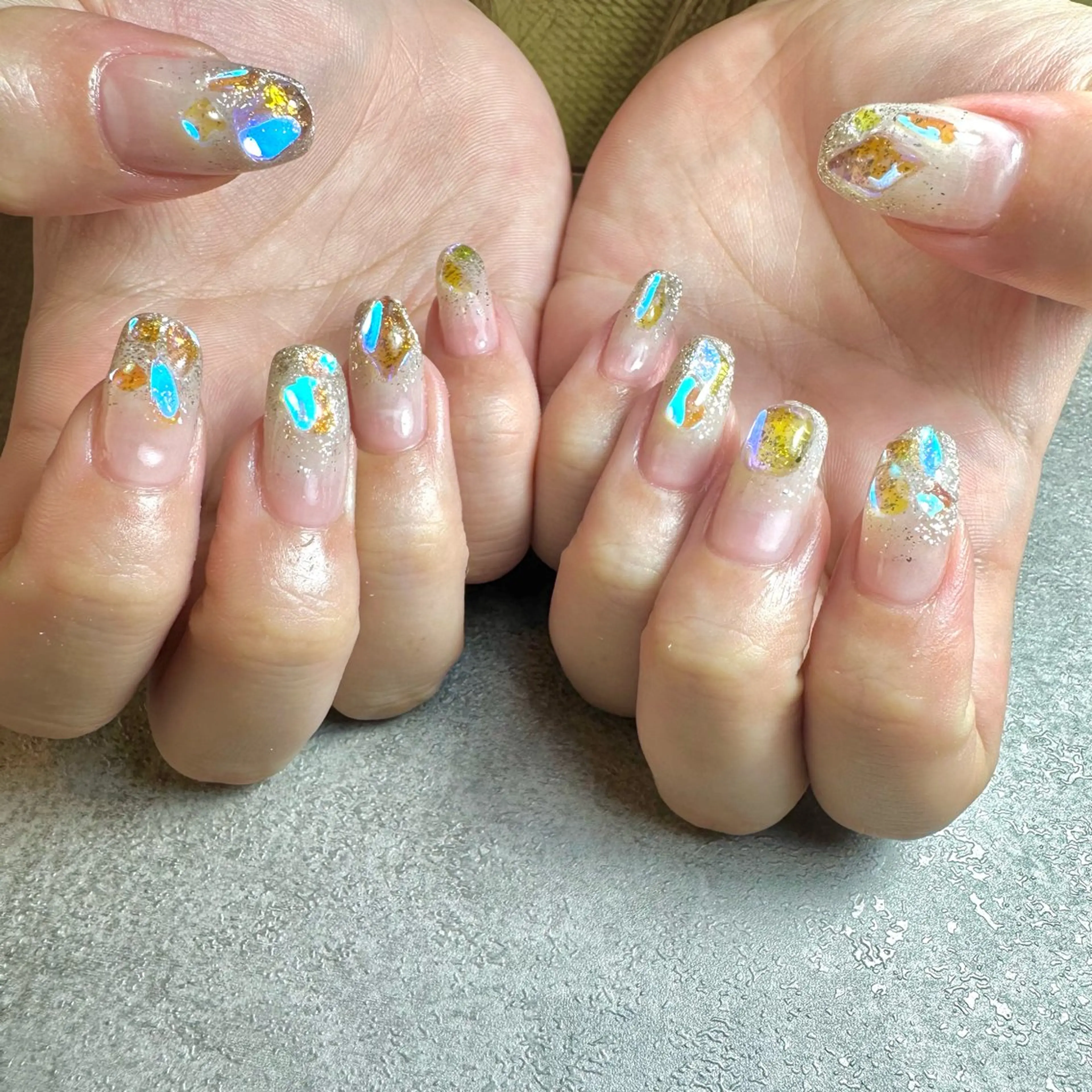 ネイル 氷ネイル・うるうるネイル ハンドネイル フットネイル GéRanium Harukaのネイルデザイン