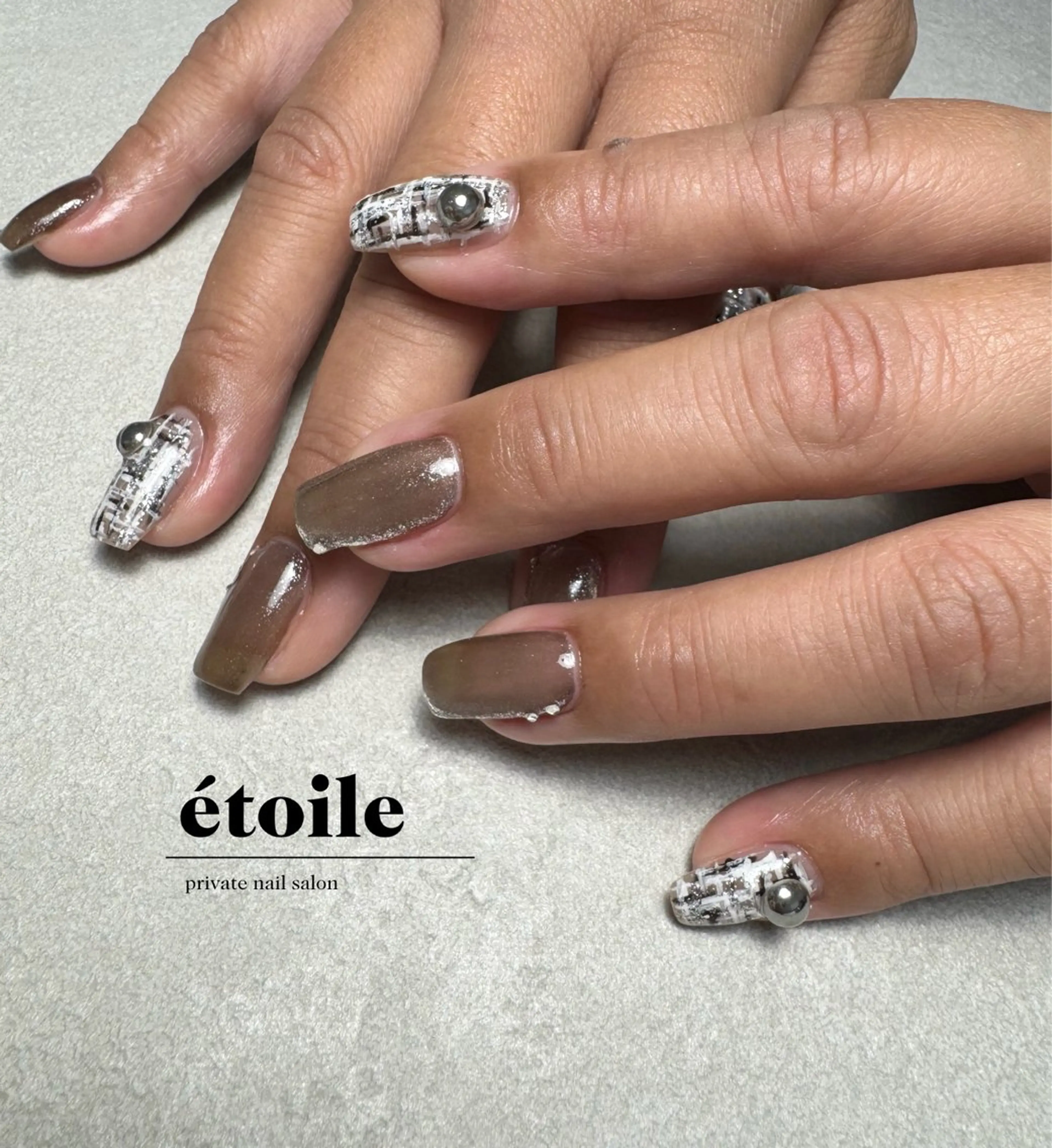 ネイル マグネットネイル ツイードネイル étoile ｜ayaのネイルデザイン