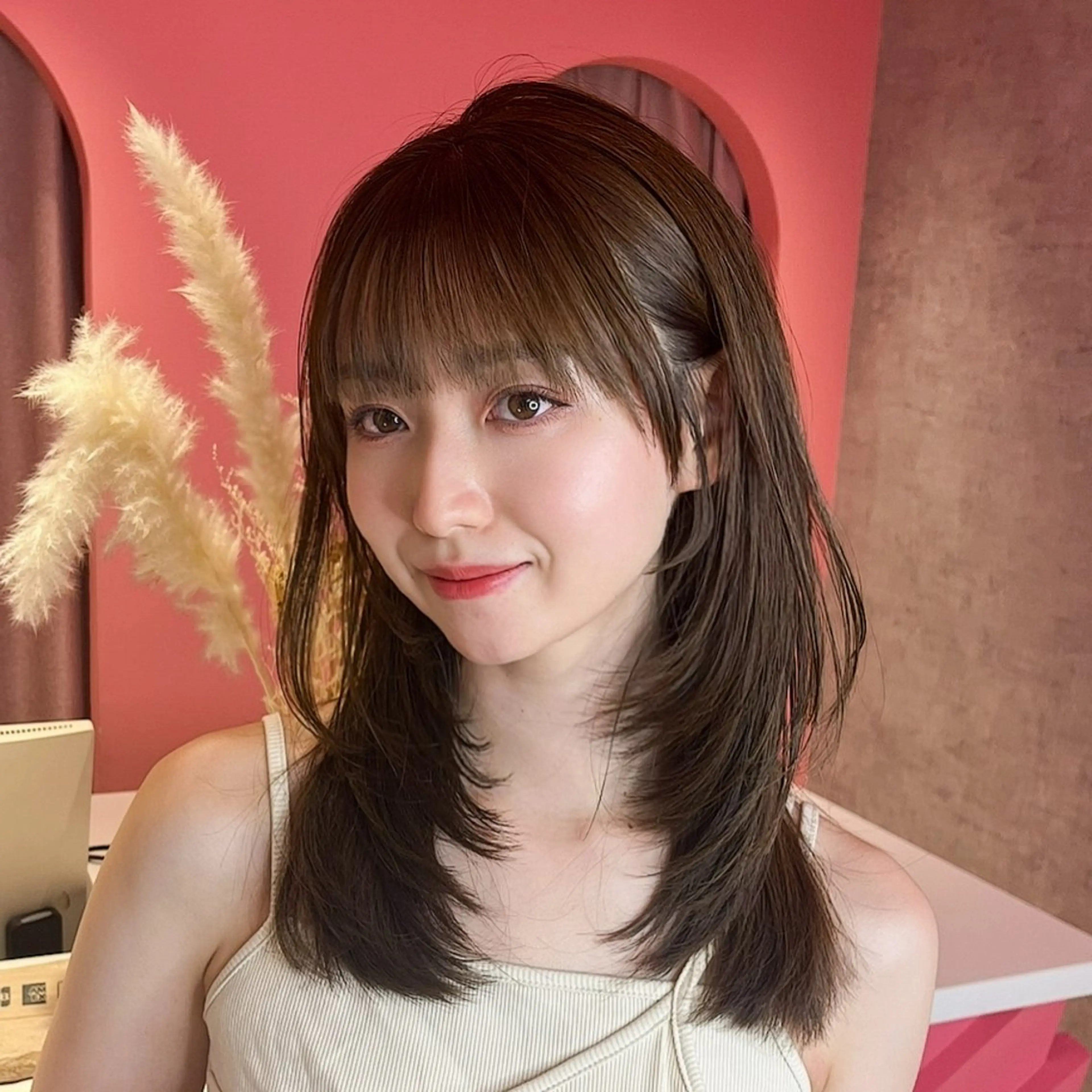 セミロング カラー 山崎/韓国縮毛矯正 レイヤー髪質改善のヘアスタイル
