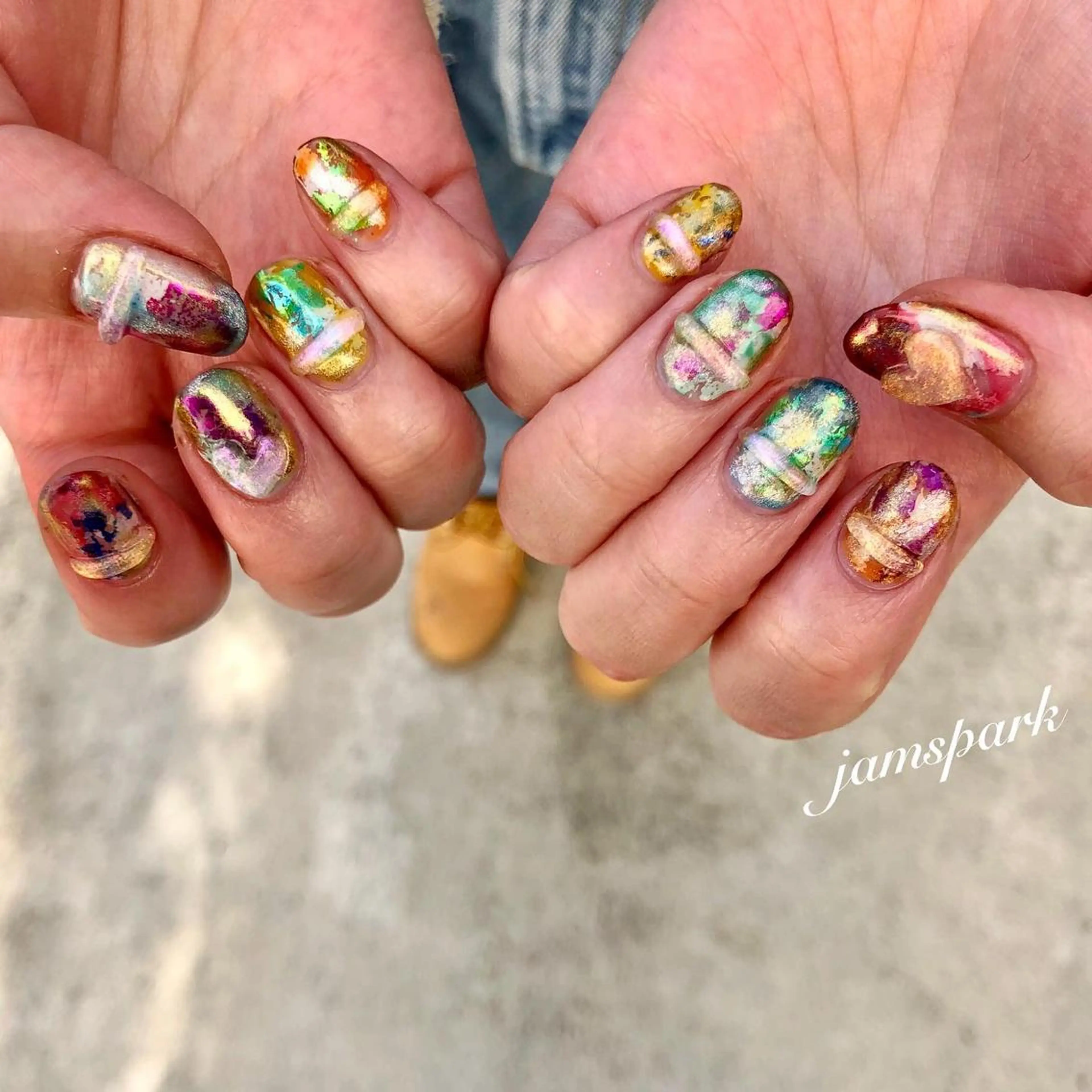 ネイル アートネイル ジェルネイル ハート キラキラネイル ニュアンスネイル ハンドネイル jamspark ✨のネイルデザイン