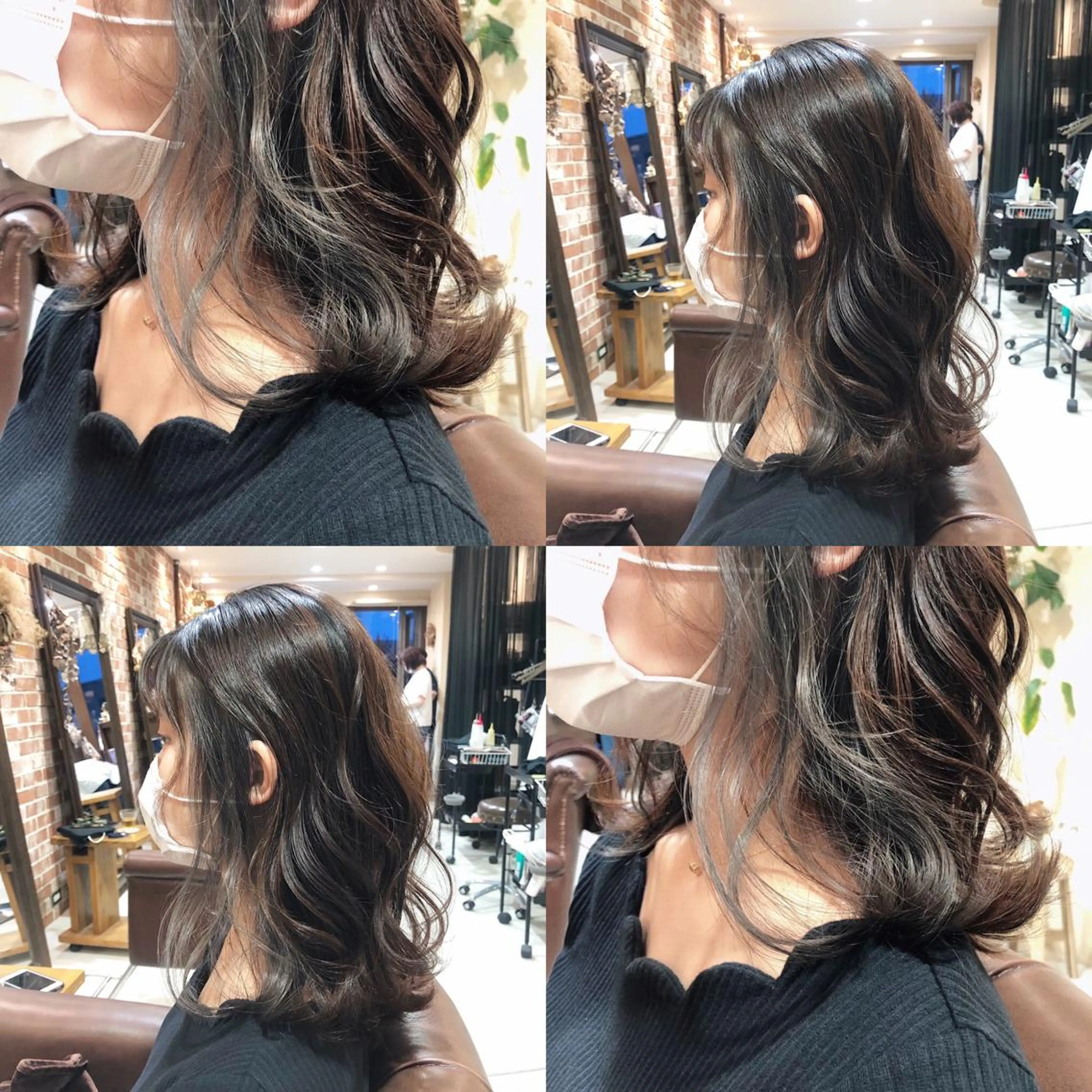 ミディアム カラー アッシュ ベージュカラー インナーカラー ✨ミニモ限定価格◎ ブリーチ無しカラーのヘアスタイル