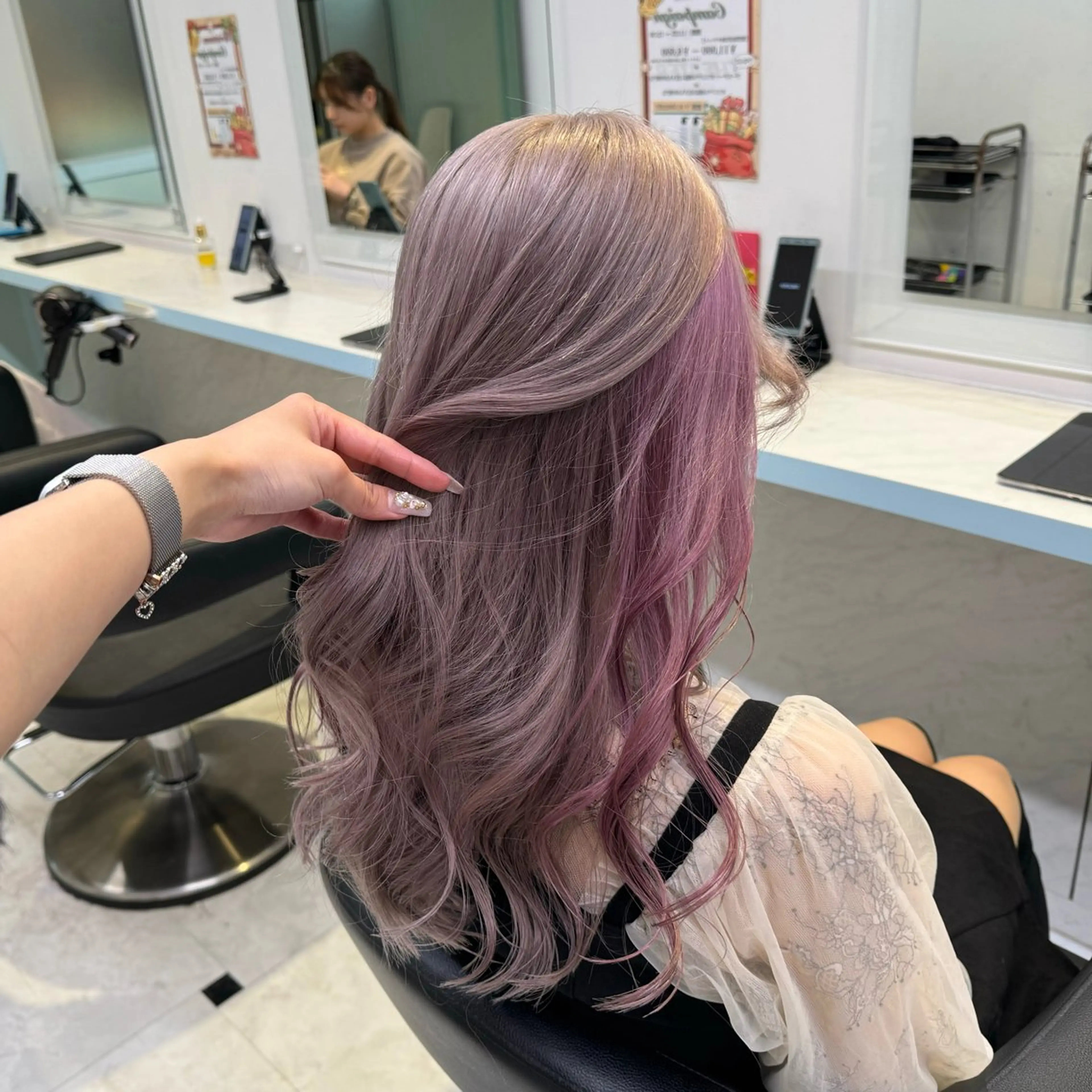 セミロング カラー ヘアカラー トリートメント ヘッドスパ ヘアセット 暖色🩷透明感カラー ♡Maika♡のヘアスタイル