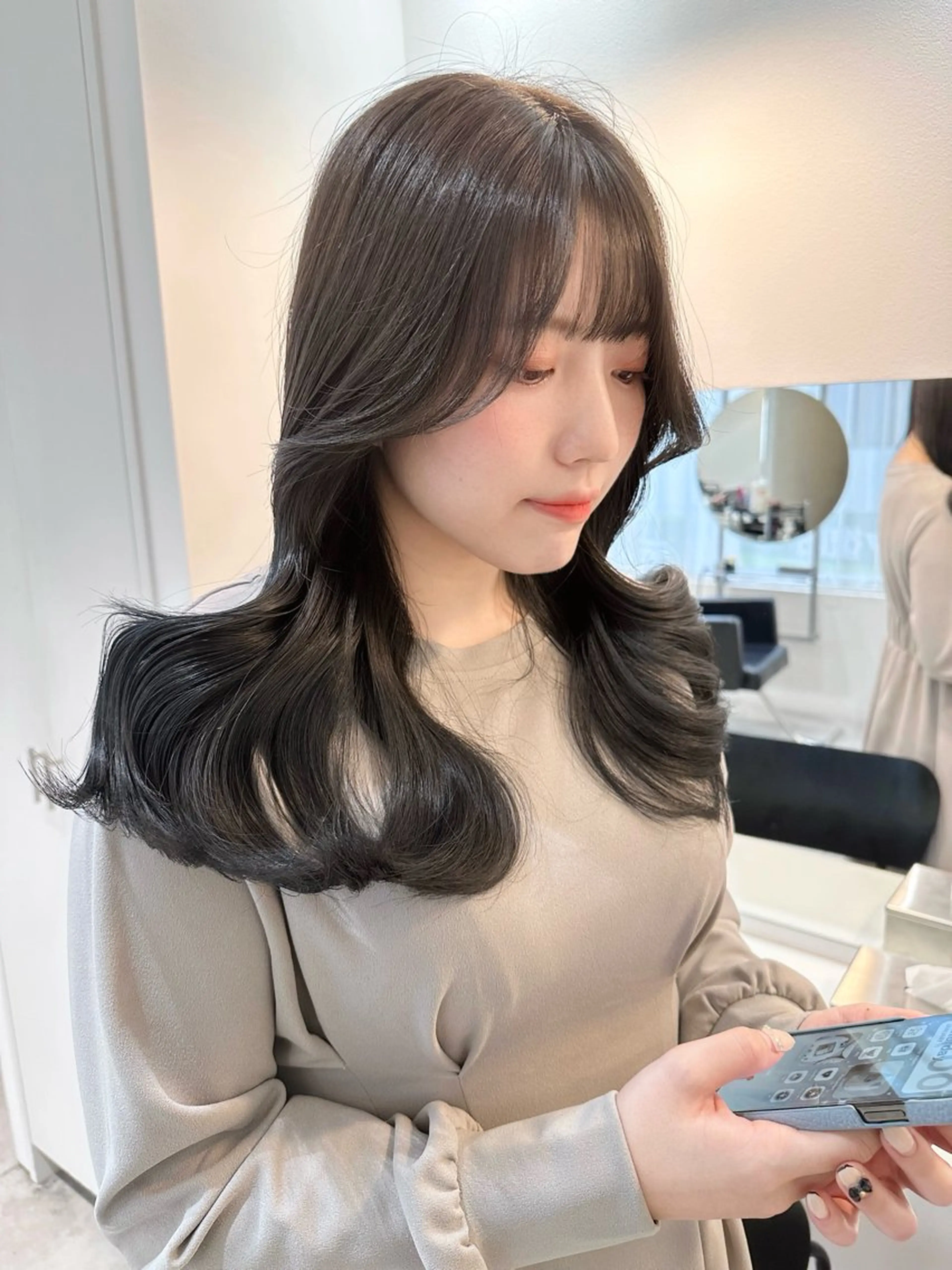ロング カット ヘアカラー トリートメント 韓国ヘア/ワンホン ちひろのヘアスタイル
