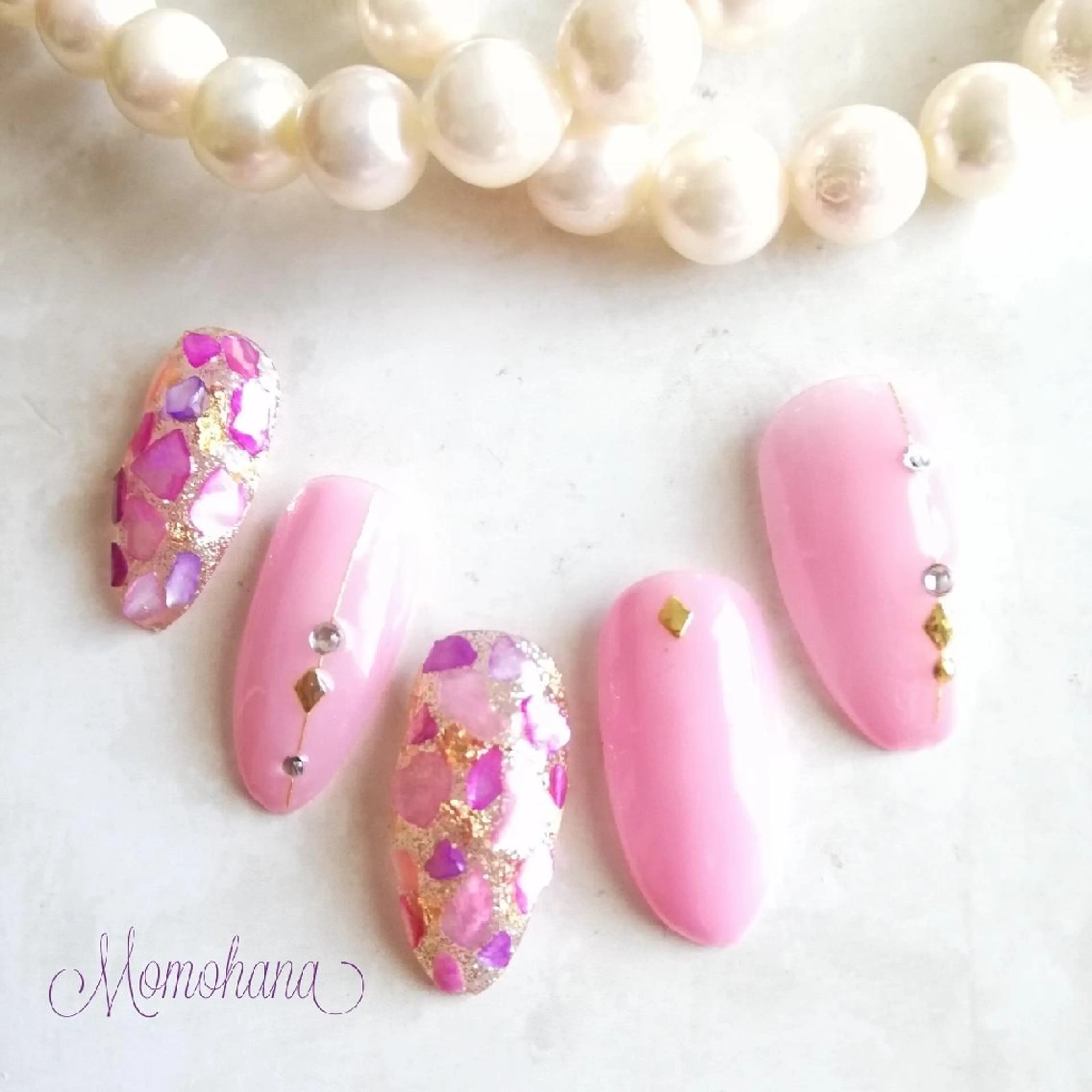 ネイル ピンク パープル momohana  のネイルデザイン