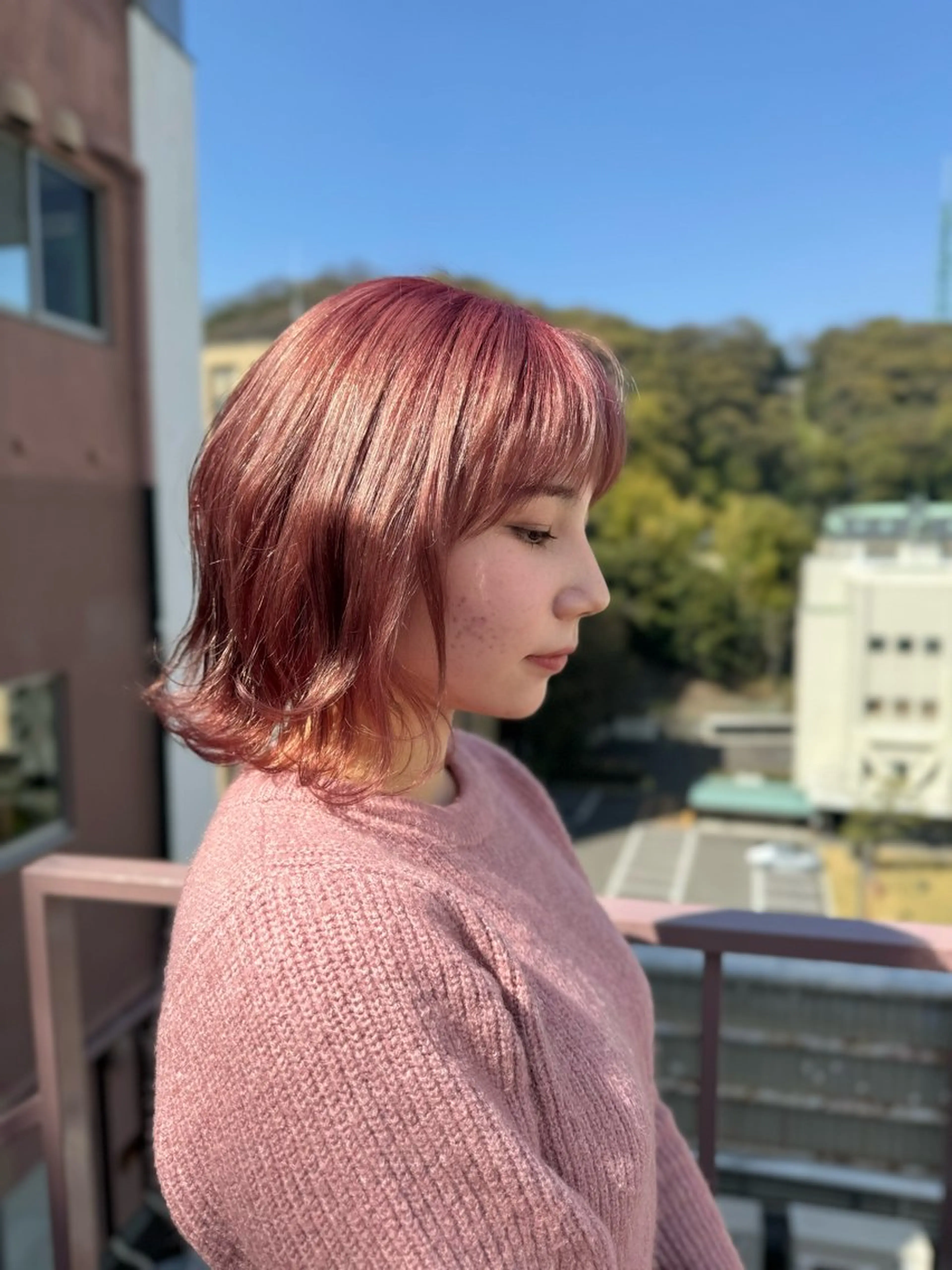 ミディアム カラー ベージュカラー ピンクカラー ピンクベージュ ヘアカラー Viage （ビアージュ）のヘアスタイル