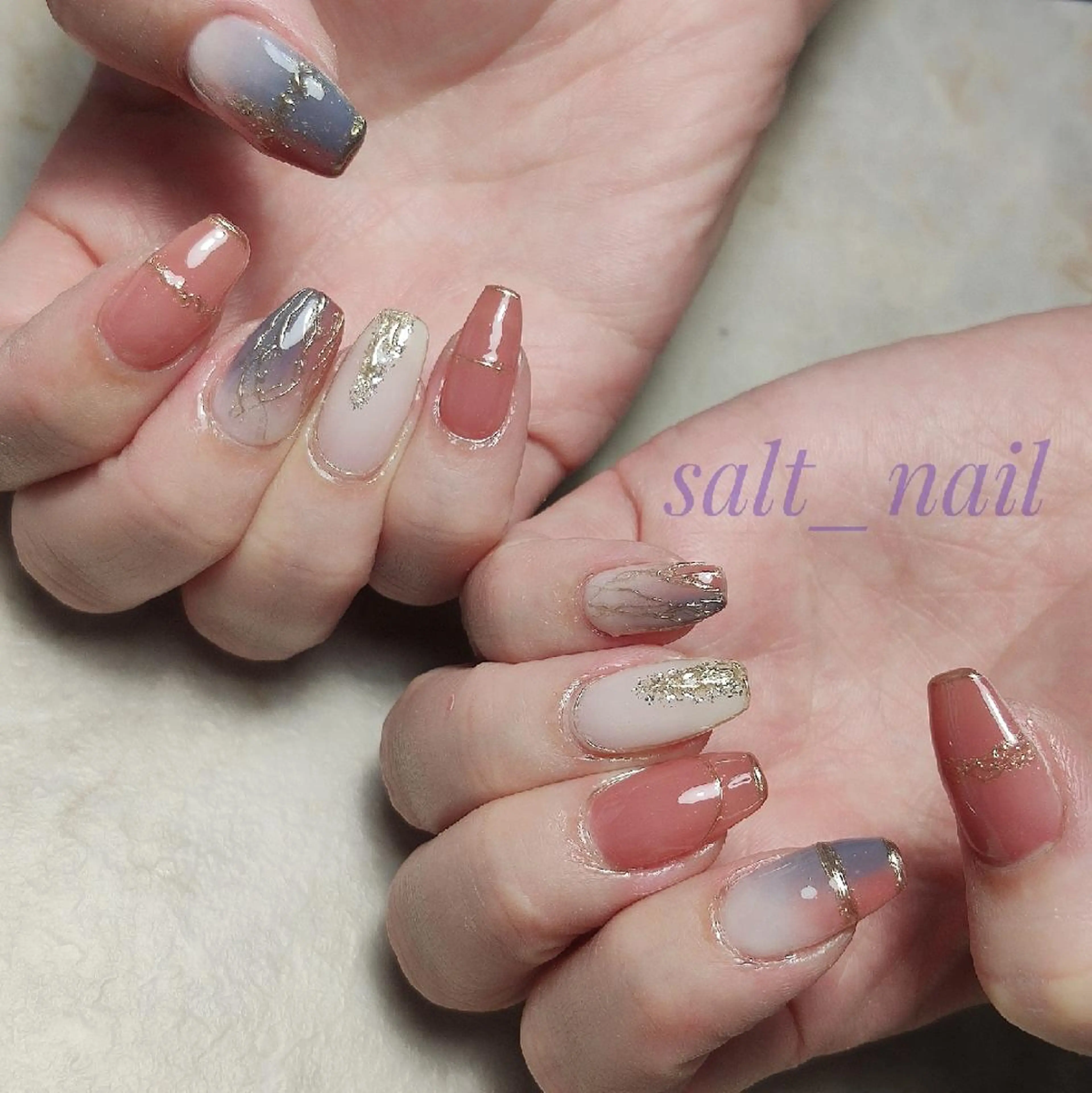 ネイル ミラーネイル ニュアンスネイル ハンドネイル 個人サロン saltnailのネイルデザイン
