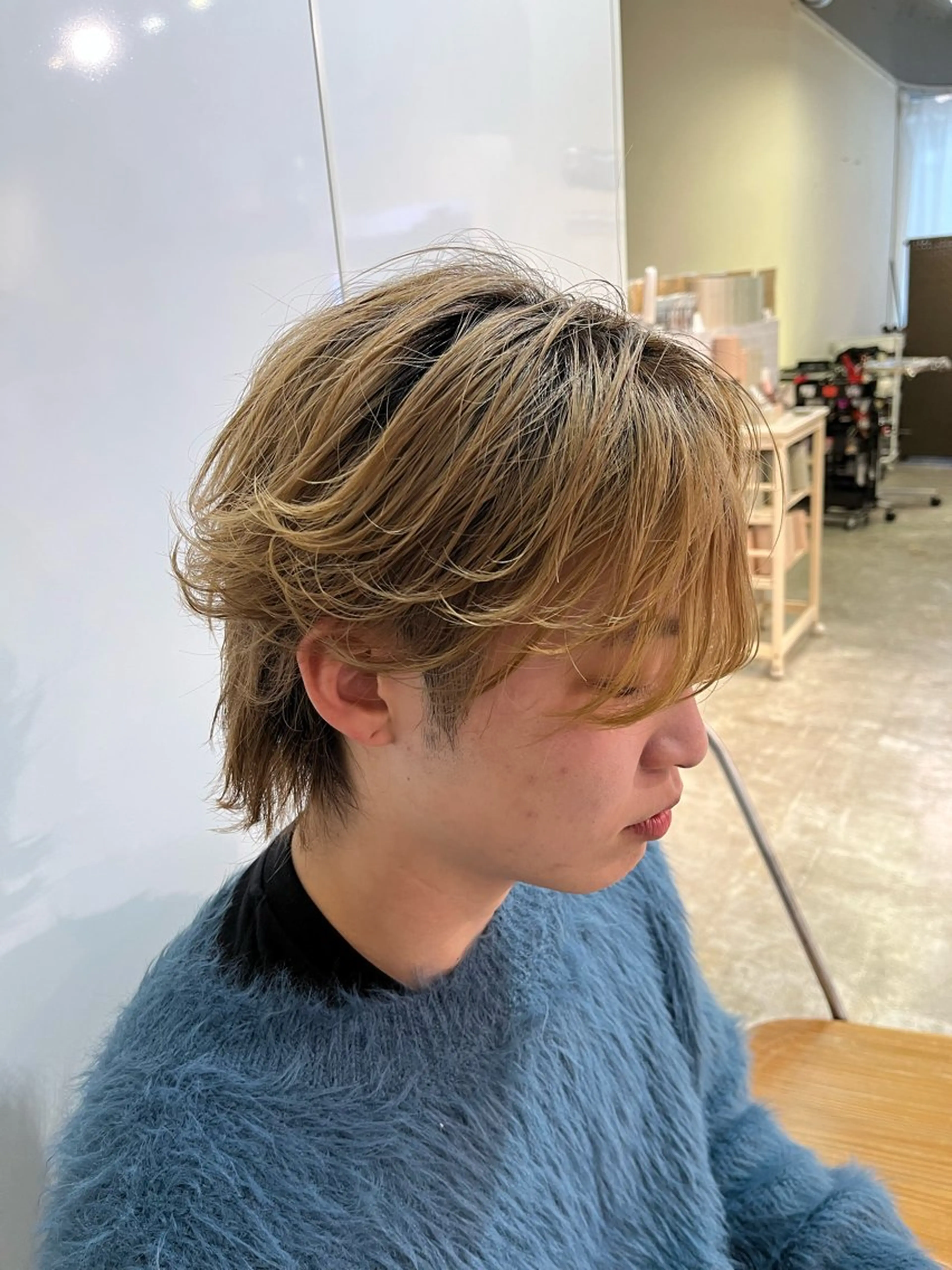 メンズ フェザーパーマ メンズパーマ ヘアセット メンズカット🌙 艶カラーyuzukiのヘアスタイル