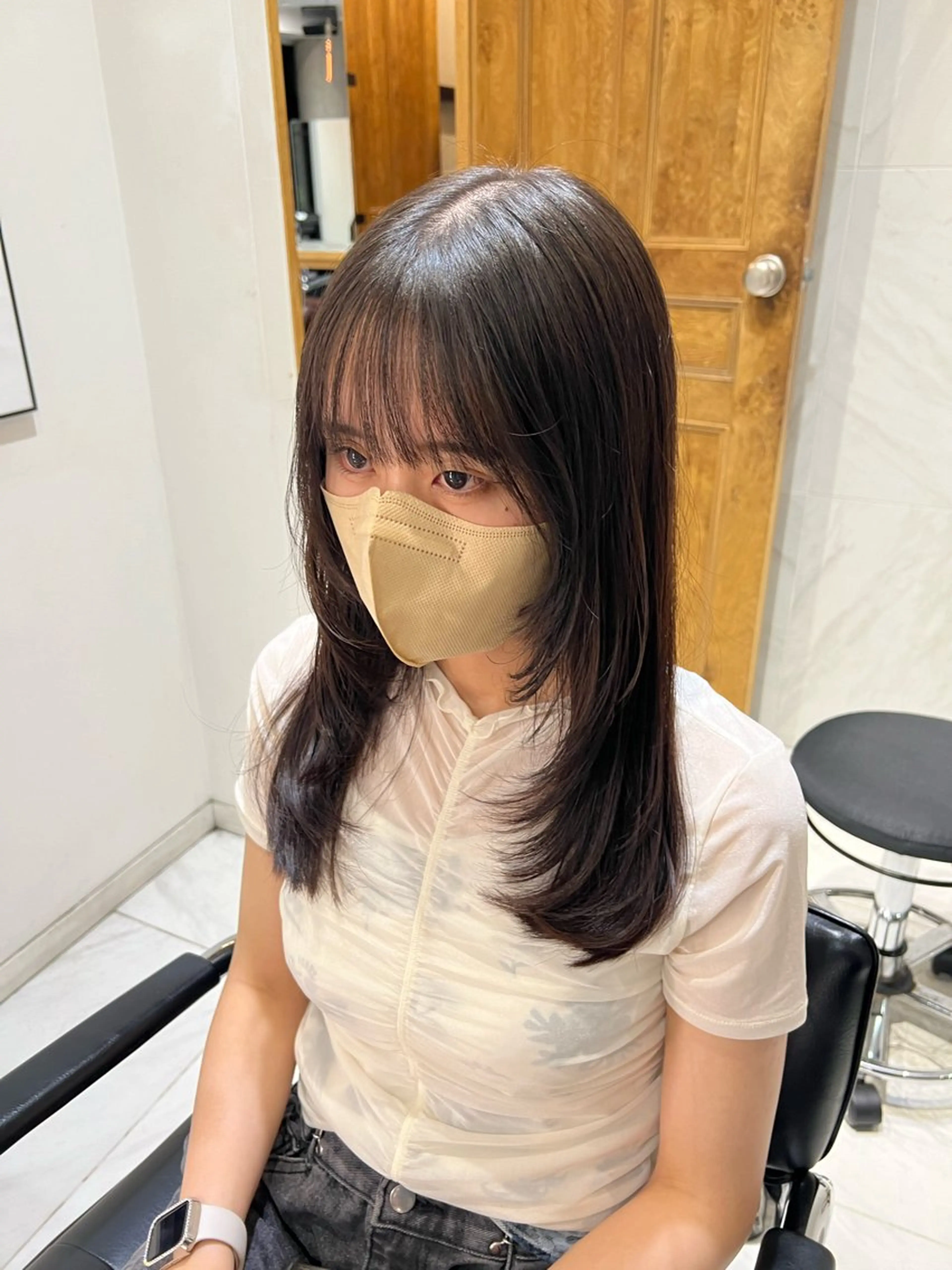 ロング 顔周りカット レイヤーカット 縮毛矯正/艶カラー 🌻🌻MIREIのヘアスタイル