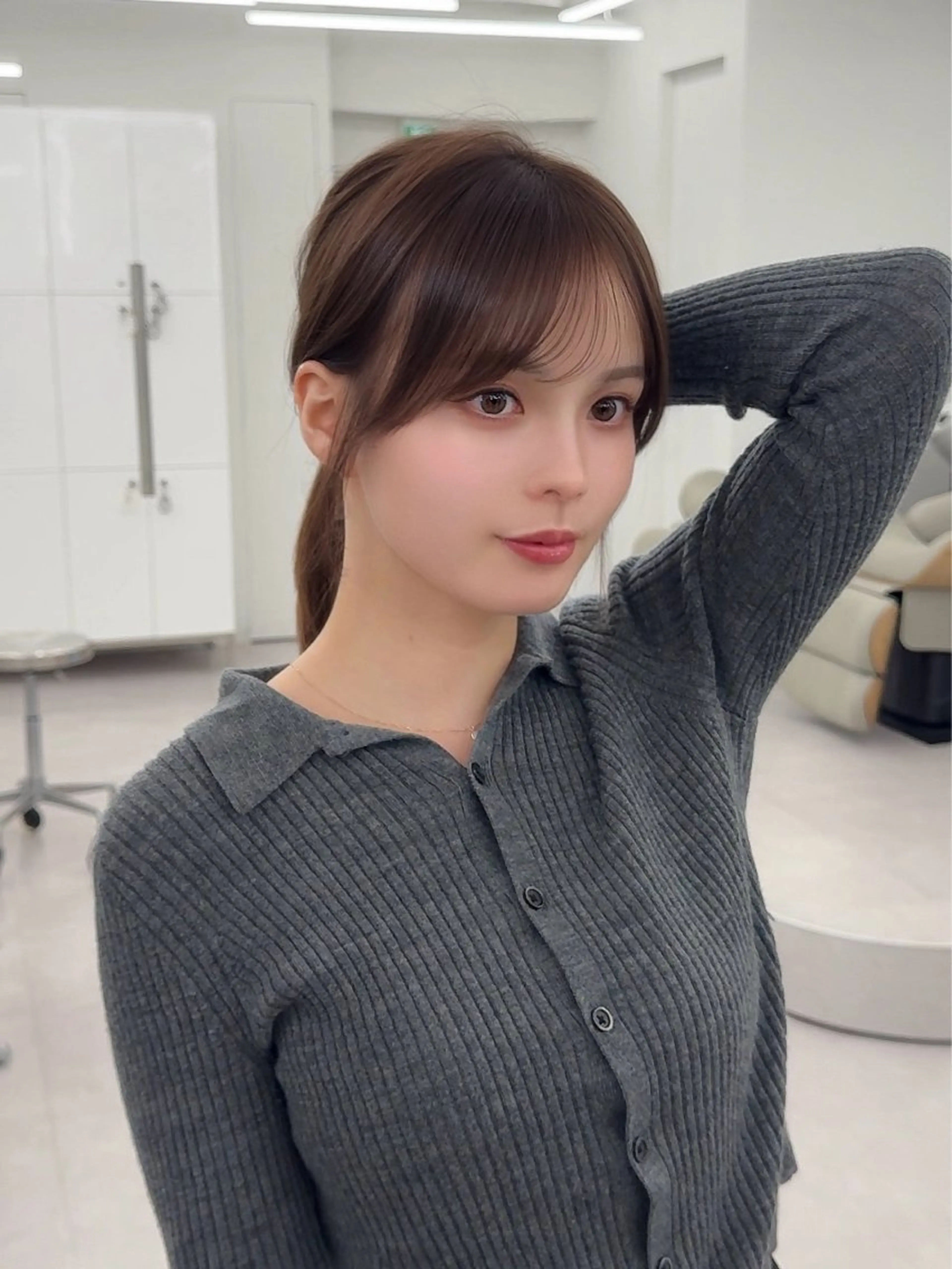 ミディアム カラー ヘアアレンジ ハーフアップ ポニーテール カット ヘアカラー トリートメント 最小顔周り&レイヤー 特化/池袋/kokiのヘアスタイル