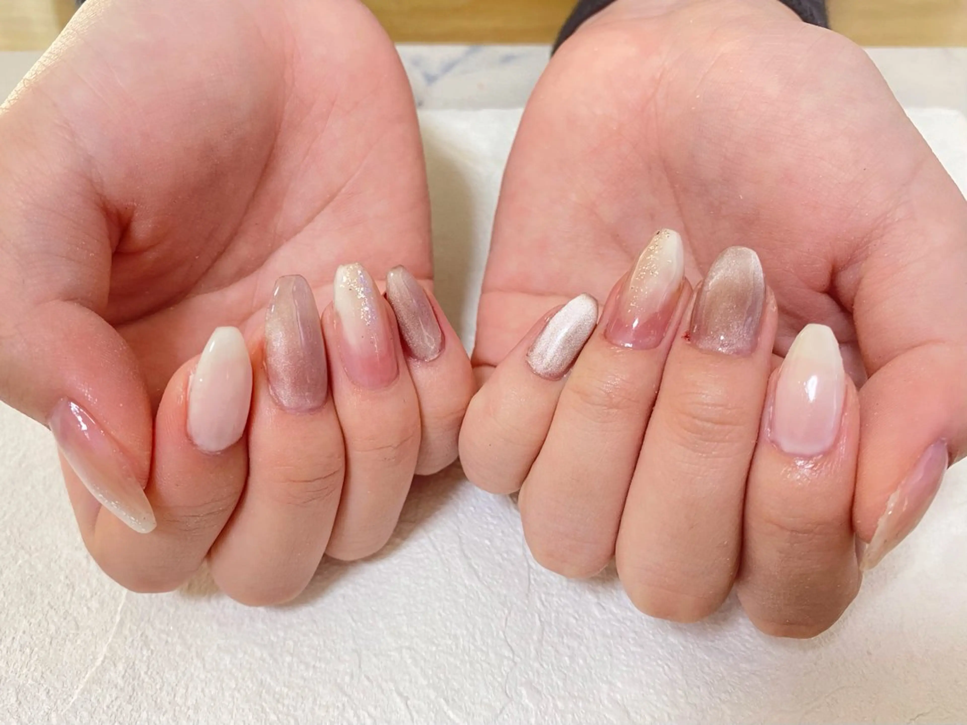 ネイル オーロラネイル フットネイル フレンチネイル ジェルネイル 韓国ネイル Mogu nail 二子玉川のネイルデザイン