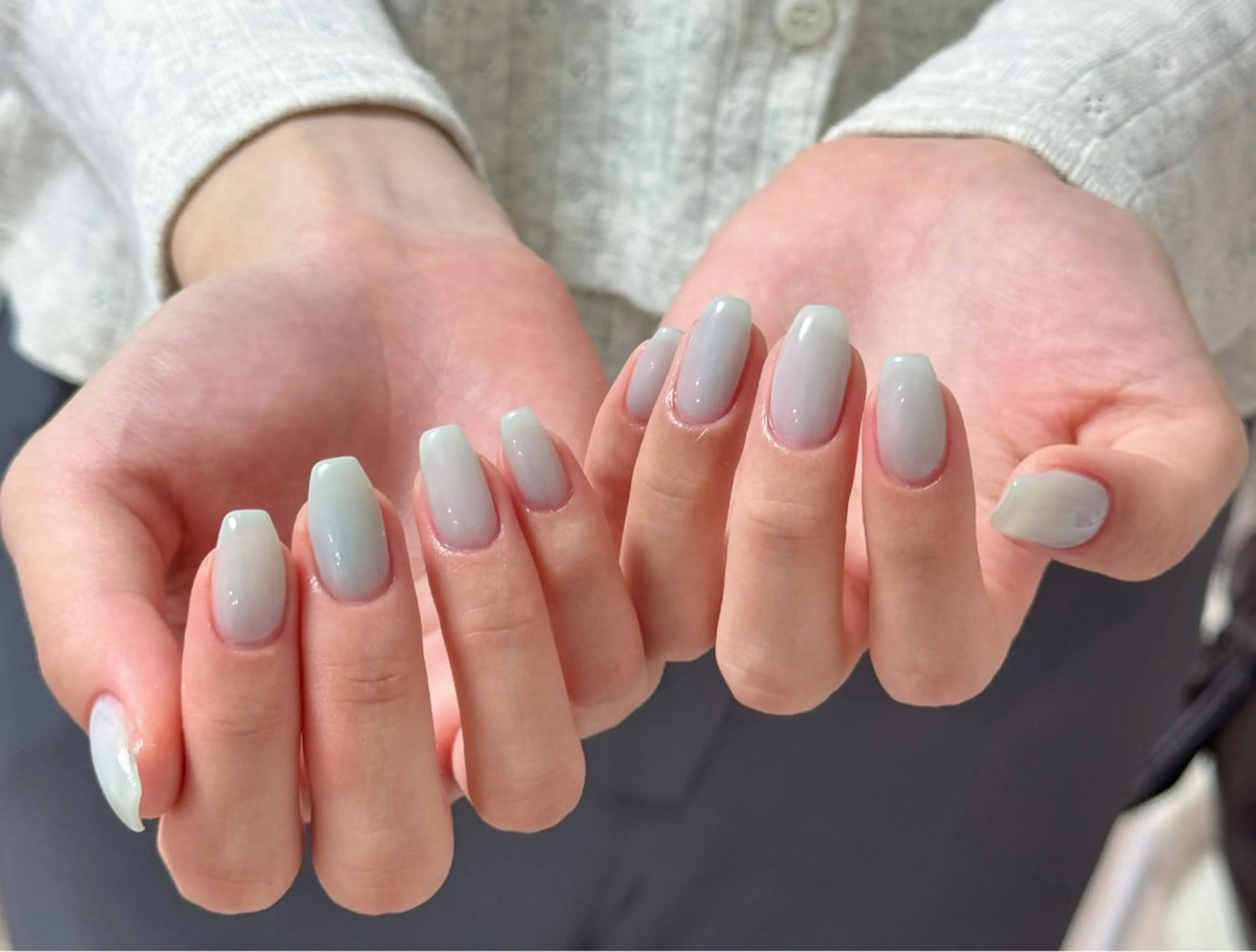 ネイル アートネイル オーロラネイル チークネイル フレンチネイル ガラスフレンチ ハンドネイル 🎀🎀YooLi Nail Salonのネイルデザイン