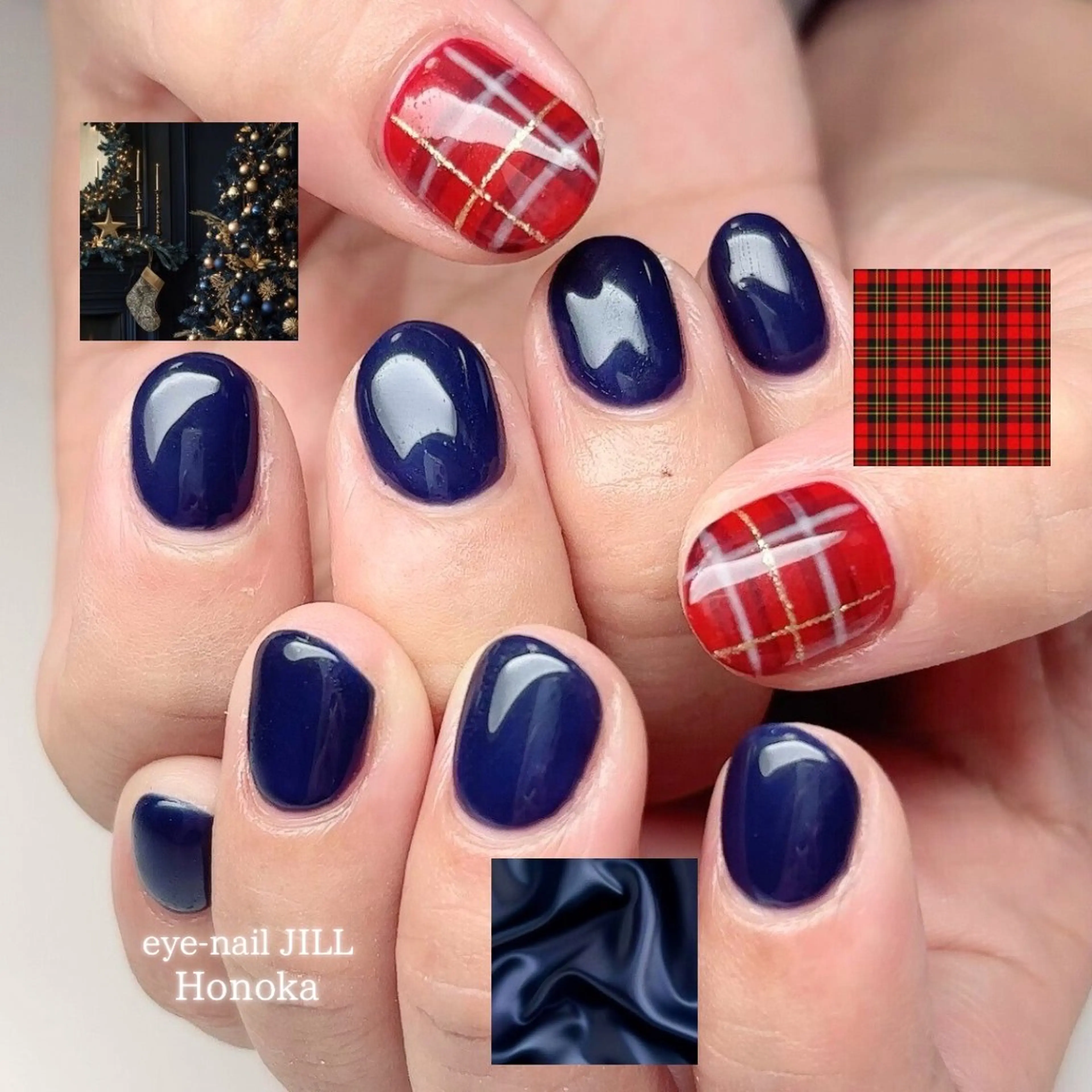 ネイル ネイビー 冬ネイル ハンドネイル JILL Honokaのネイルデザイン