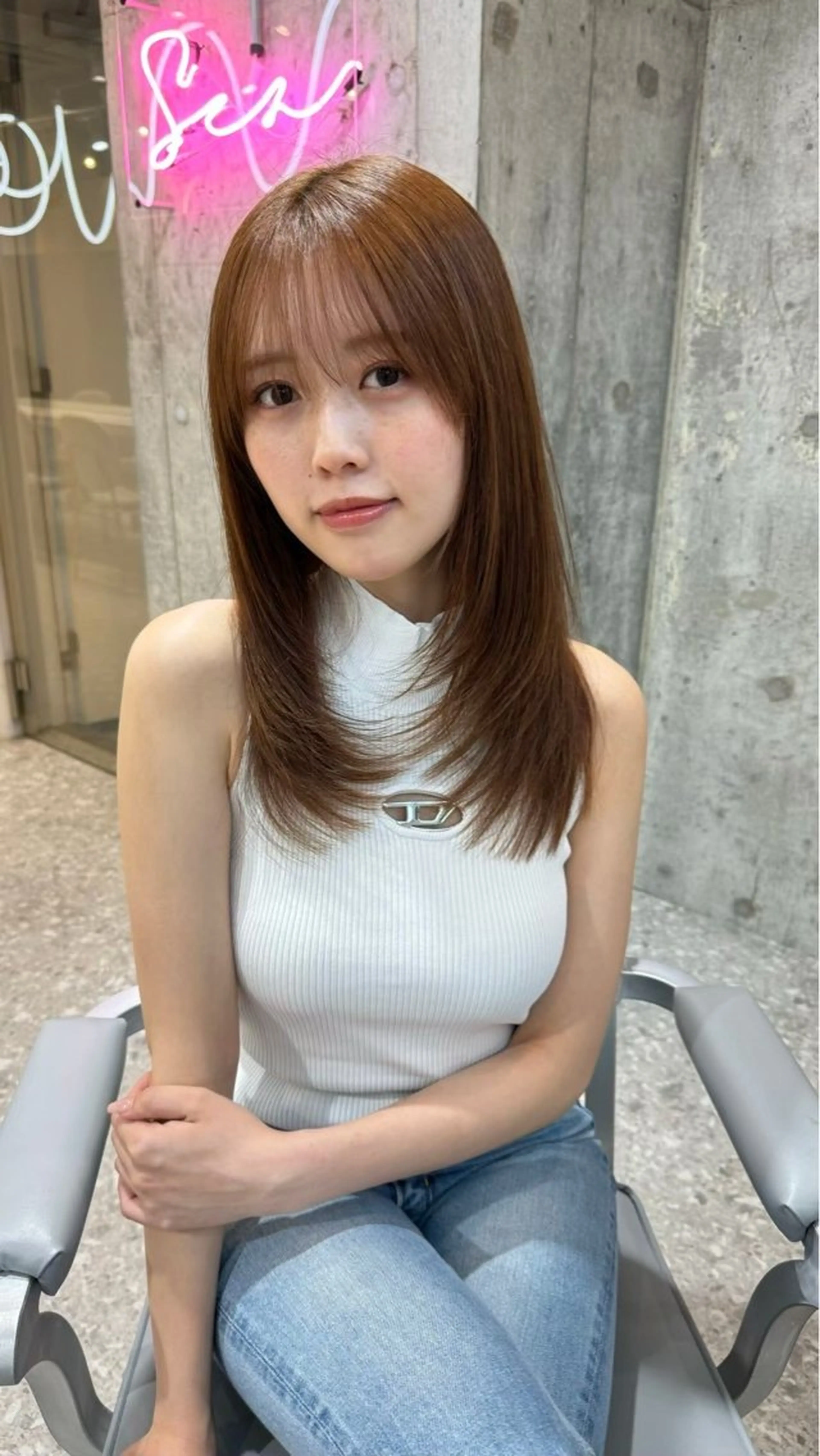セミロング レイヤーカット カット 韓国トレンド💓‪ 阿部あんじゅのヘアスタイル