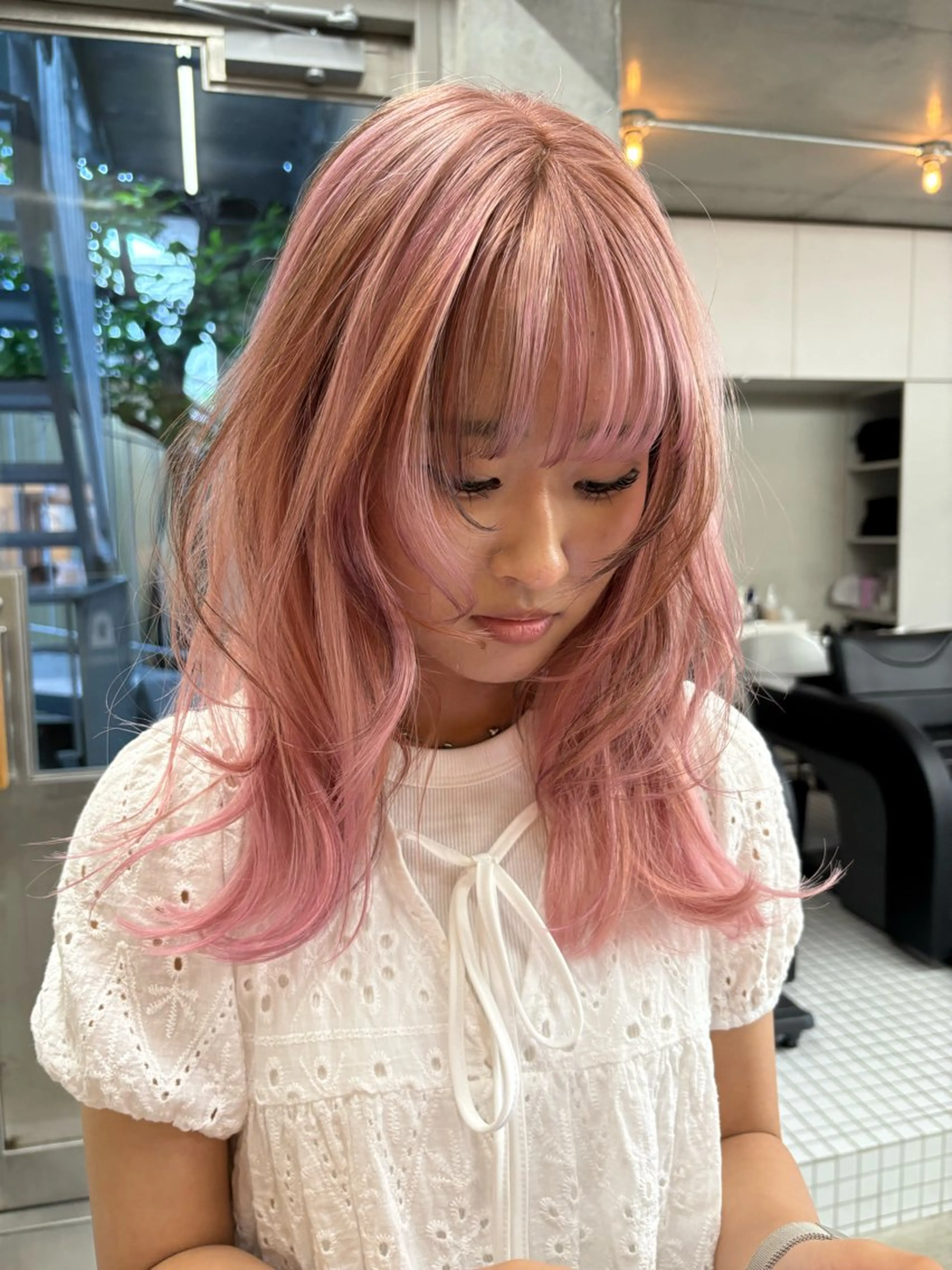 ミディアム カラー カット ヘアカラー トリートメント レイヤー/柔色 /saKiのヘアスタイル