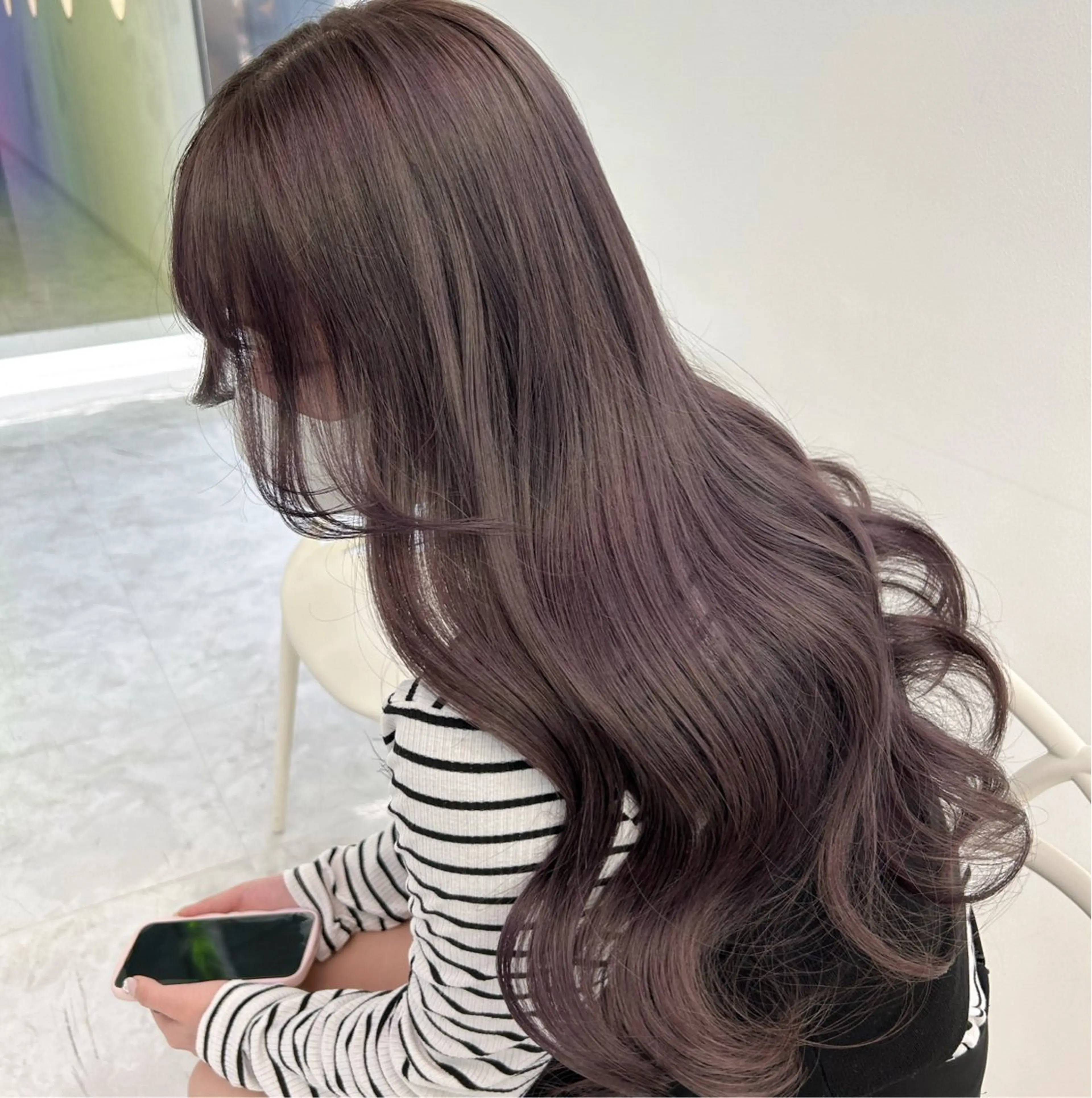 ロング ヘアカラー トリートメント 淡色ラベンダー♡ ニーナ🎀🦙のヘアスタイル