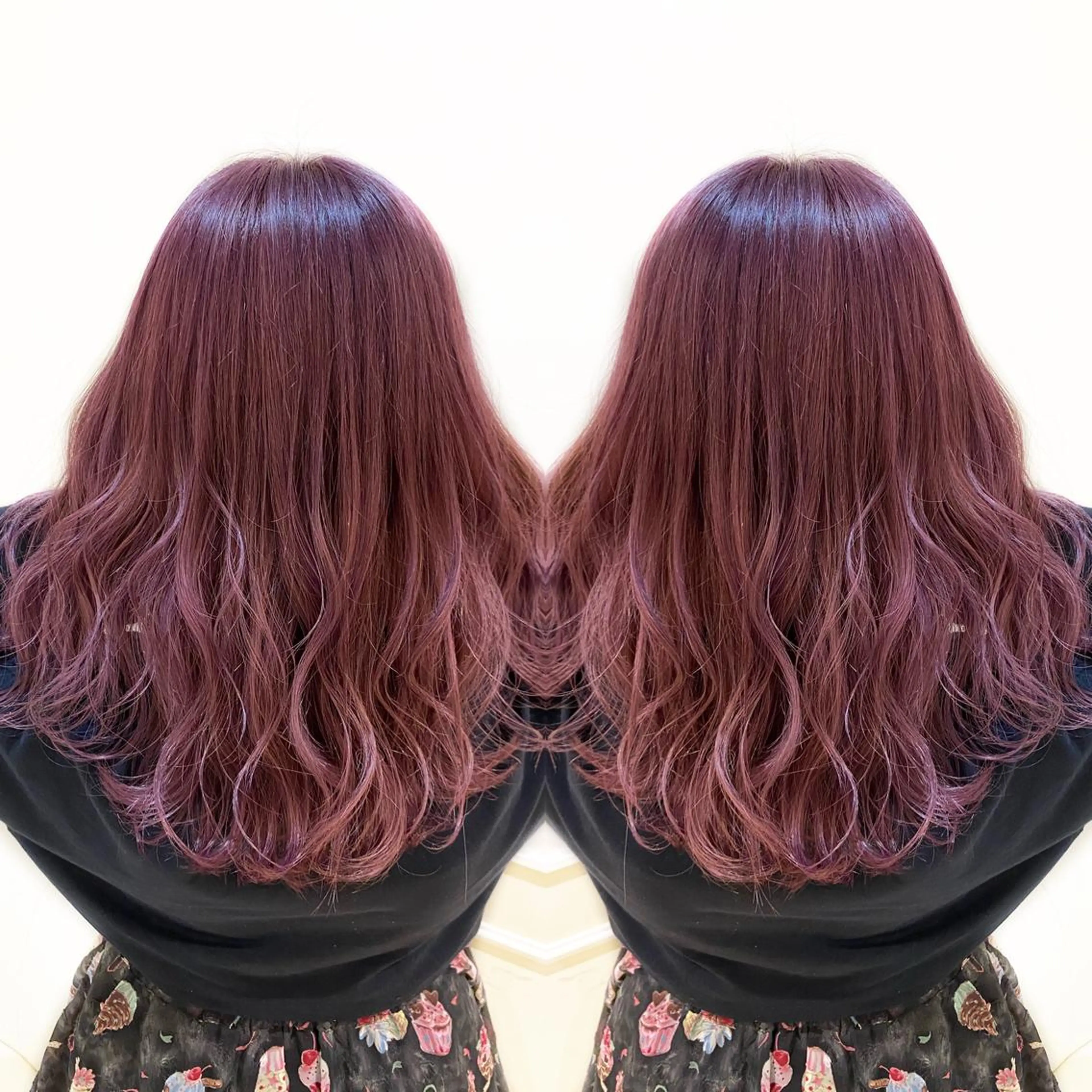 カラー ブリーチ ピンクカラー バイオレットカラー カット ヘアカラー トリートメント ご予約 宜しくお願いします！のヘアスタイル