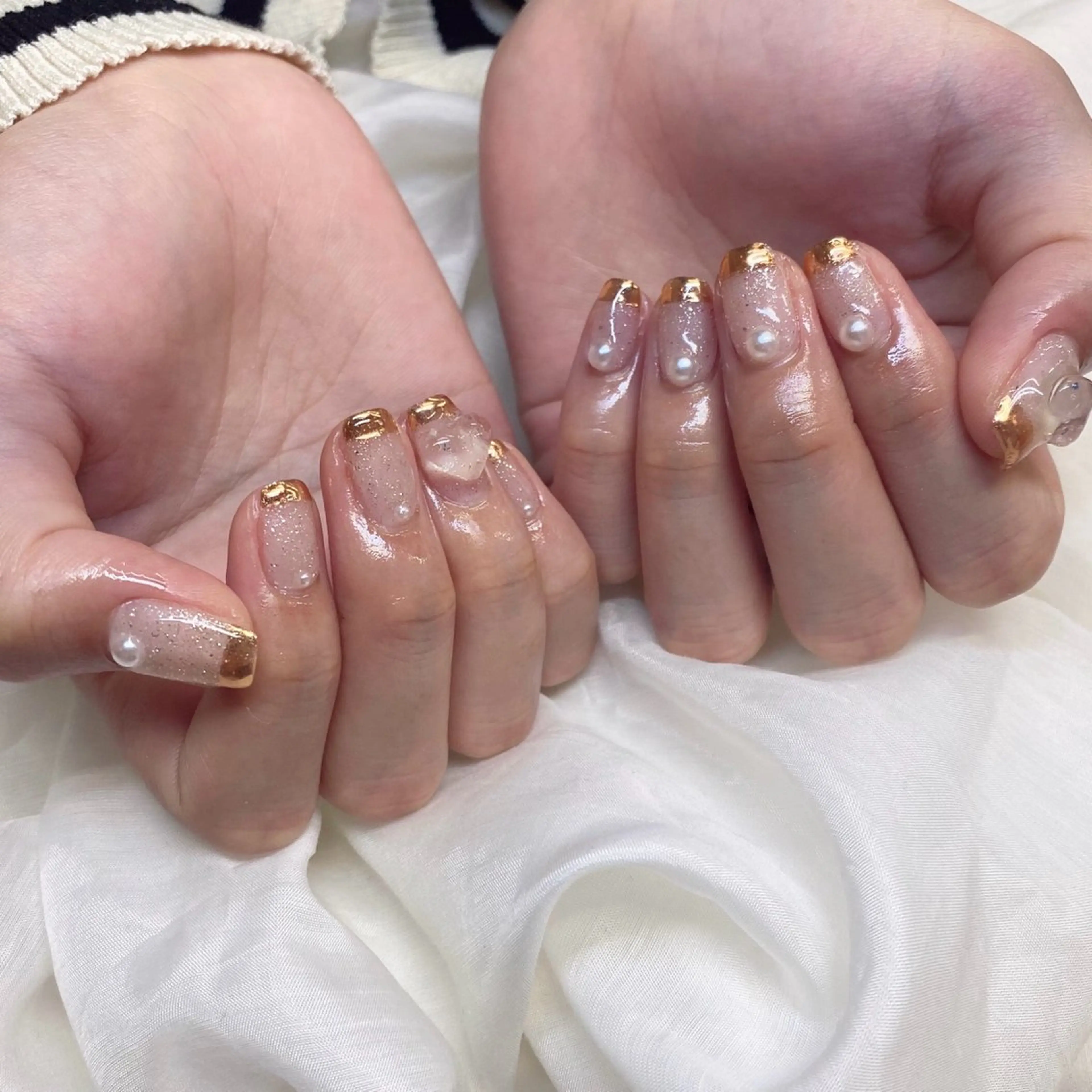 ネイル フレンチネイル ミラーネイル EMANON心斎橋店所属・大阪心斎橋ネイル/ hinataのネイルデザイン